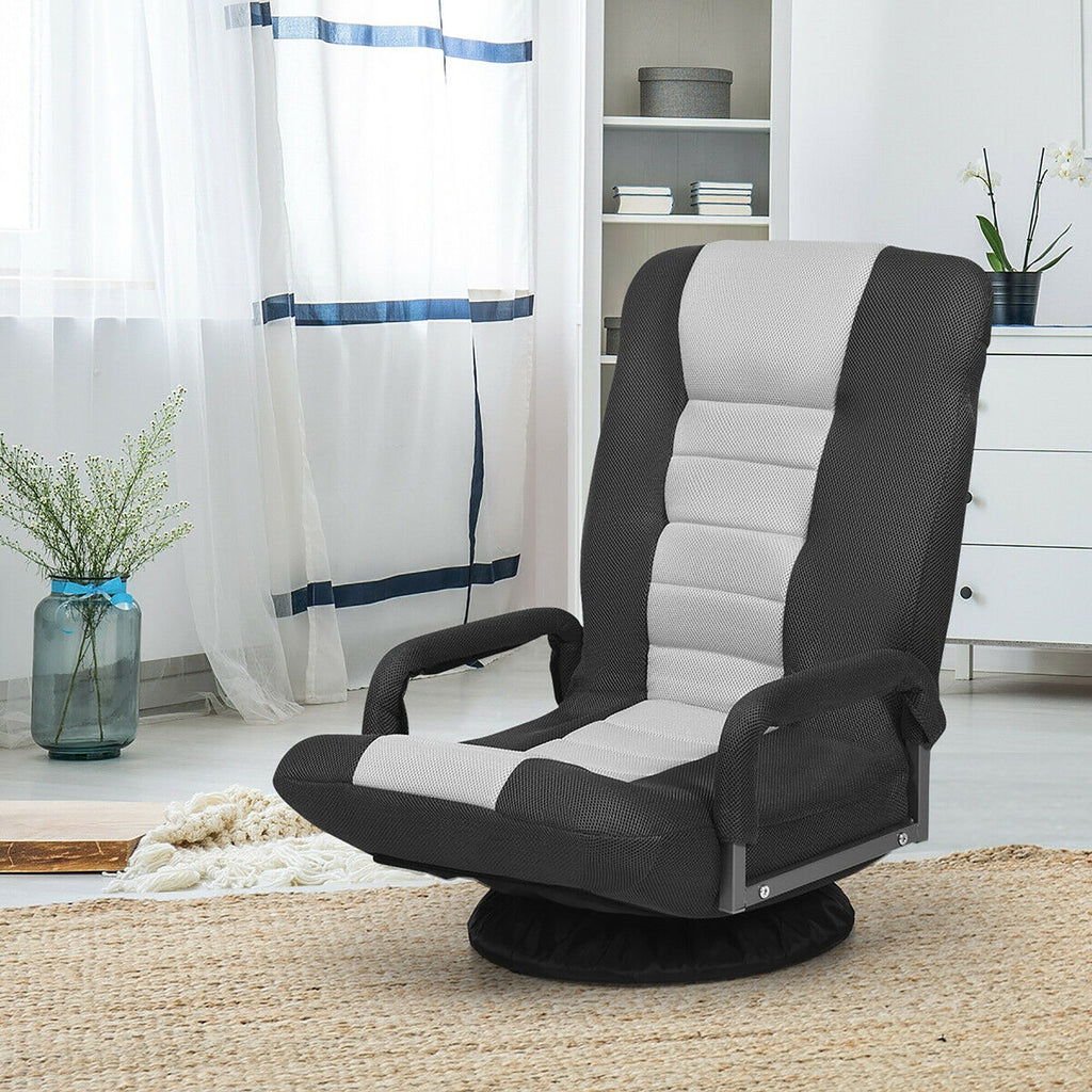 Chaise de sol pivotante à 360 degrés pour jeux vidéo avec dossier réglable et pliable