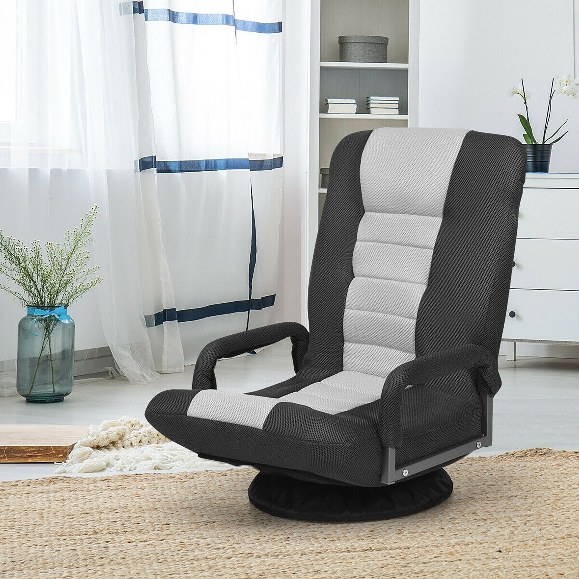 Chaise de sol pivotante à 360 degrés pour jeux vidéo avec dossier réglable et pliable