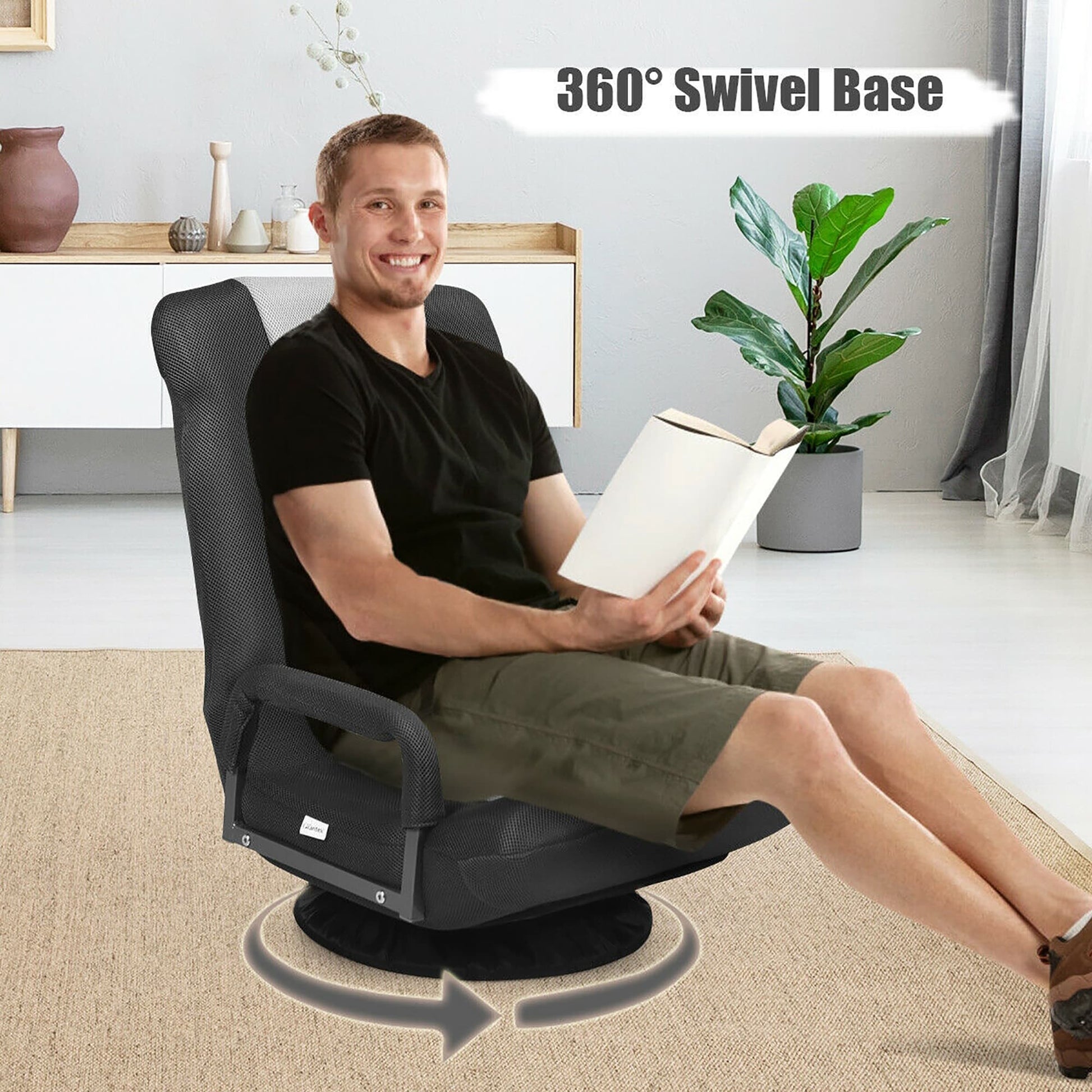 Chaise de sol pivotante à 360 degrés pour jeux vidéo avec dossier réglable et pliable
