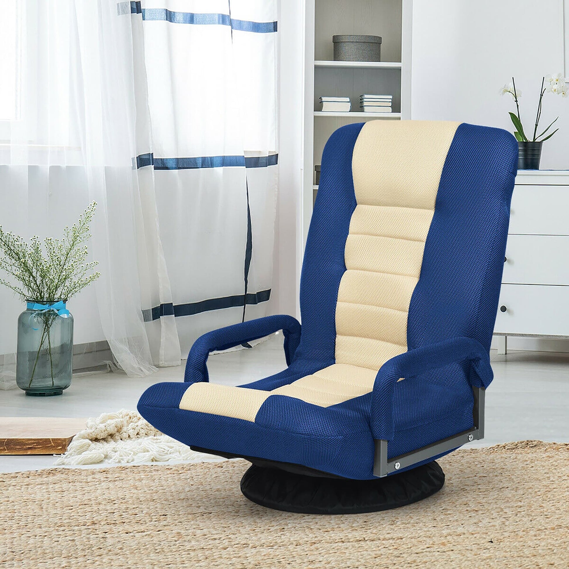 Chaise de sol pivotante à 360 degrés pour jeux vidéo avec dossier réglable et pliable
