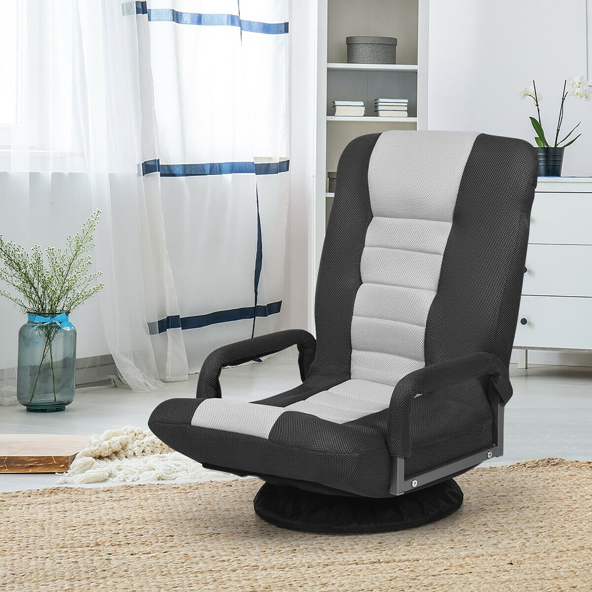 Chaise de sol pivotante à 360 degrés pour jeux vidéo avec dossier réglable et pliable