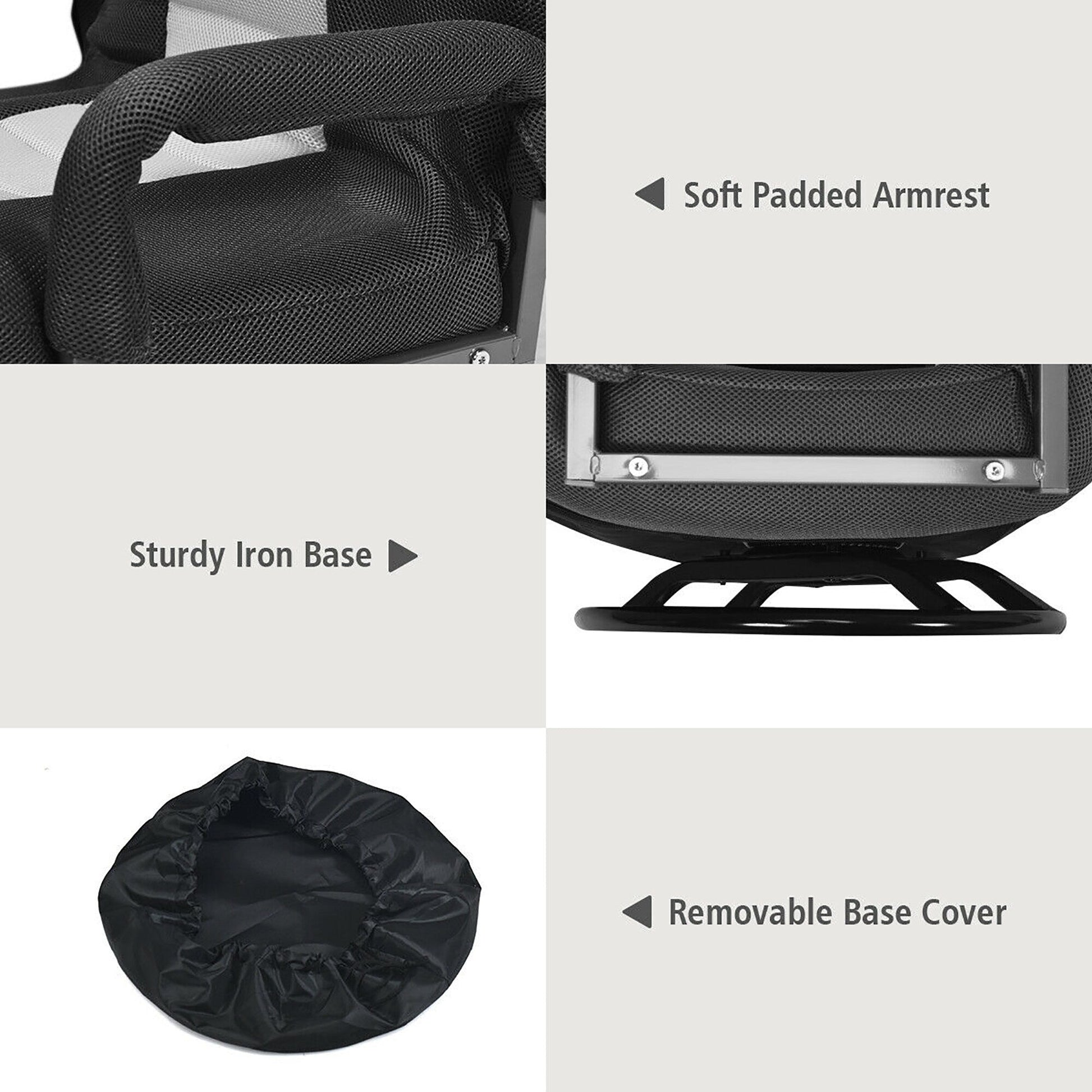 Chaise de sol pivotante à 360 degrés pour jeux vidéo avec dossier réglable et pliable