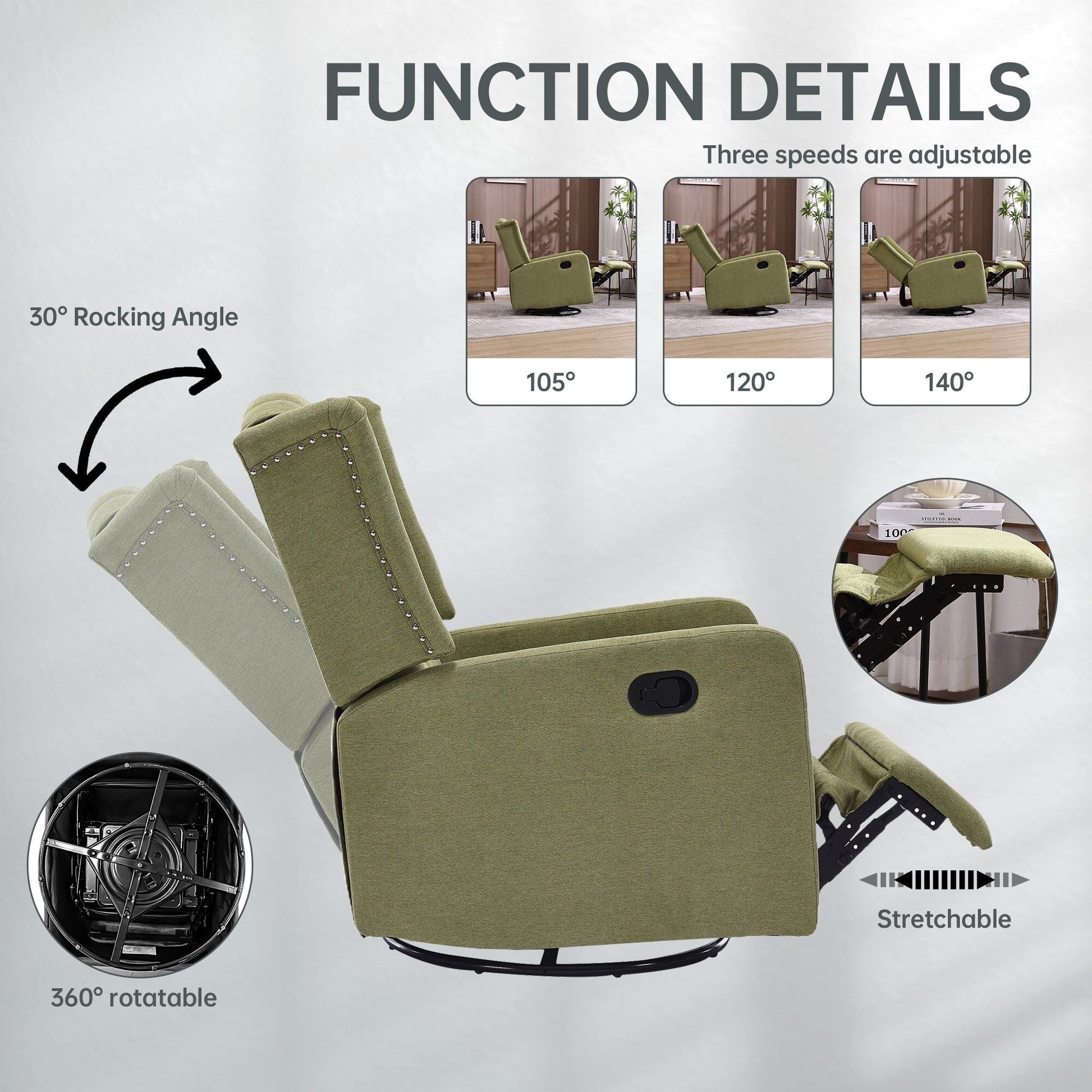 360 Degree Swivel Nursery Rocking Chair