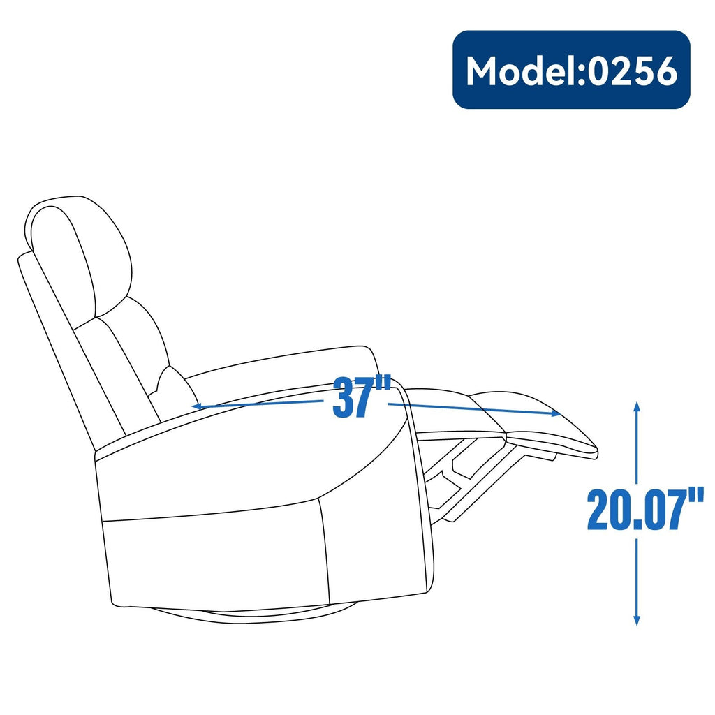 Fauteuil inclinable manuel pivotant à 360°, inclinable et basculant, en tissu, pour salon, siège simple, sofa moelleux avec fonction basculante.