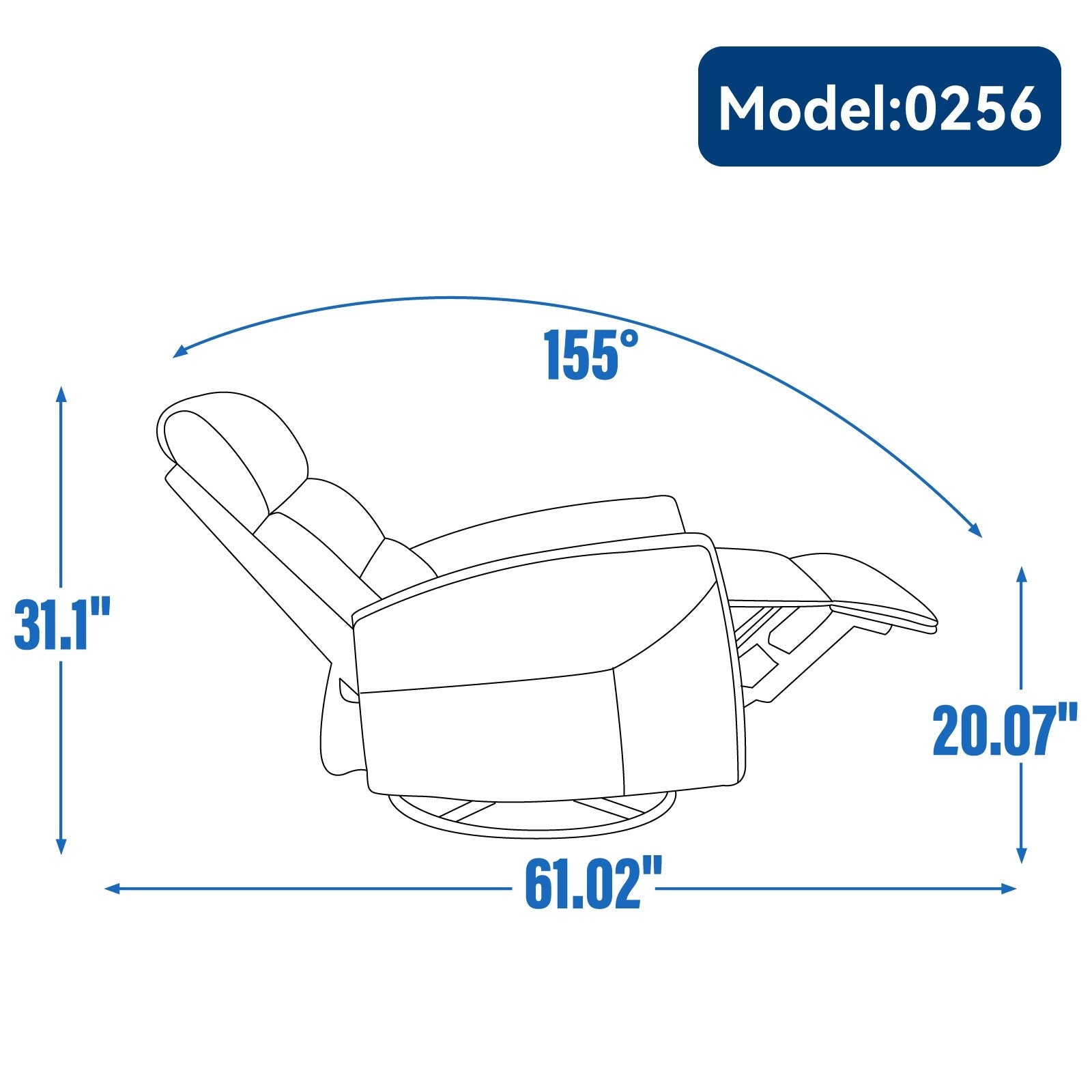 Fauteuil inclinable manuel pivotant à 360°, inclinable et basculant, en tissu, pour salon, siège simple, sofa moelleux avec fonction basculante.