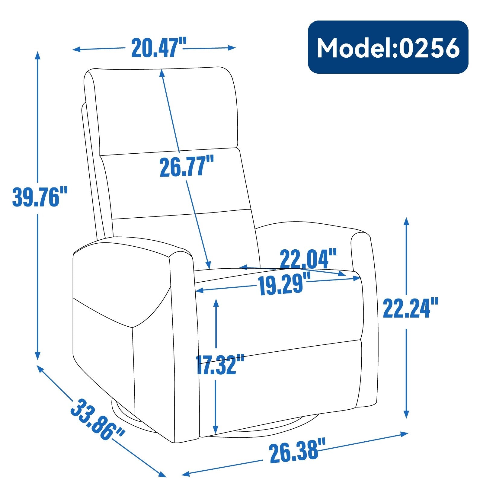 Fauteuil inclinable manuel pivotant à 360°, inclinable et basculant, en tissu, pour salon, siège simple, sofa moelleux avec fonction basculante.