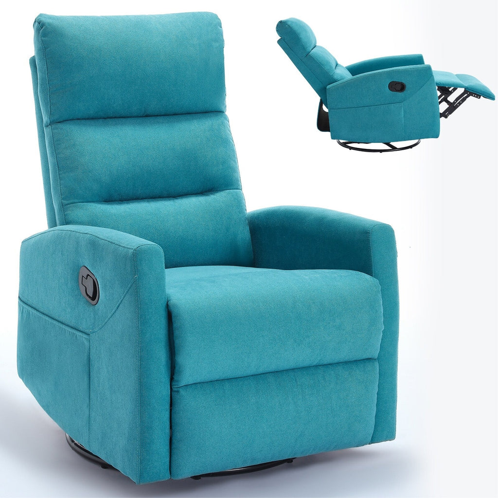 Fauteuil inclinable manuel pivotant à 360°, inclinable et basculant, en tissu, pour salon, siège simple, sofa moelleux avec fonction basculante.