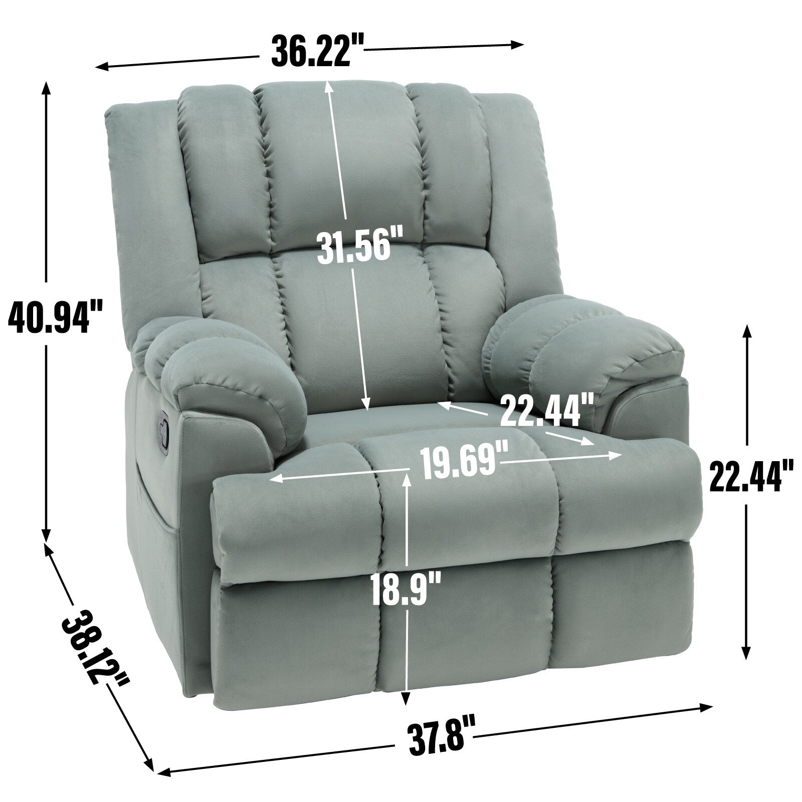 360 Swivel Manual Recliner Chair Adjustable Rocking Lounge Chair Oversized Single Sofa for Living Room