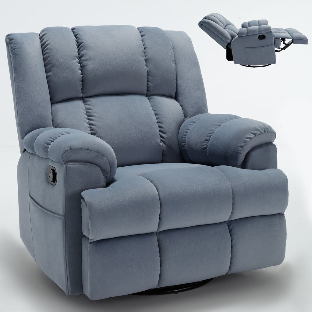 360 Swivel Manual Recliner Chair Adjustable Rocking Lounge Chair Oversized Single Sofa for Living Room