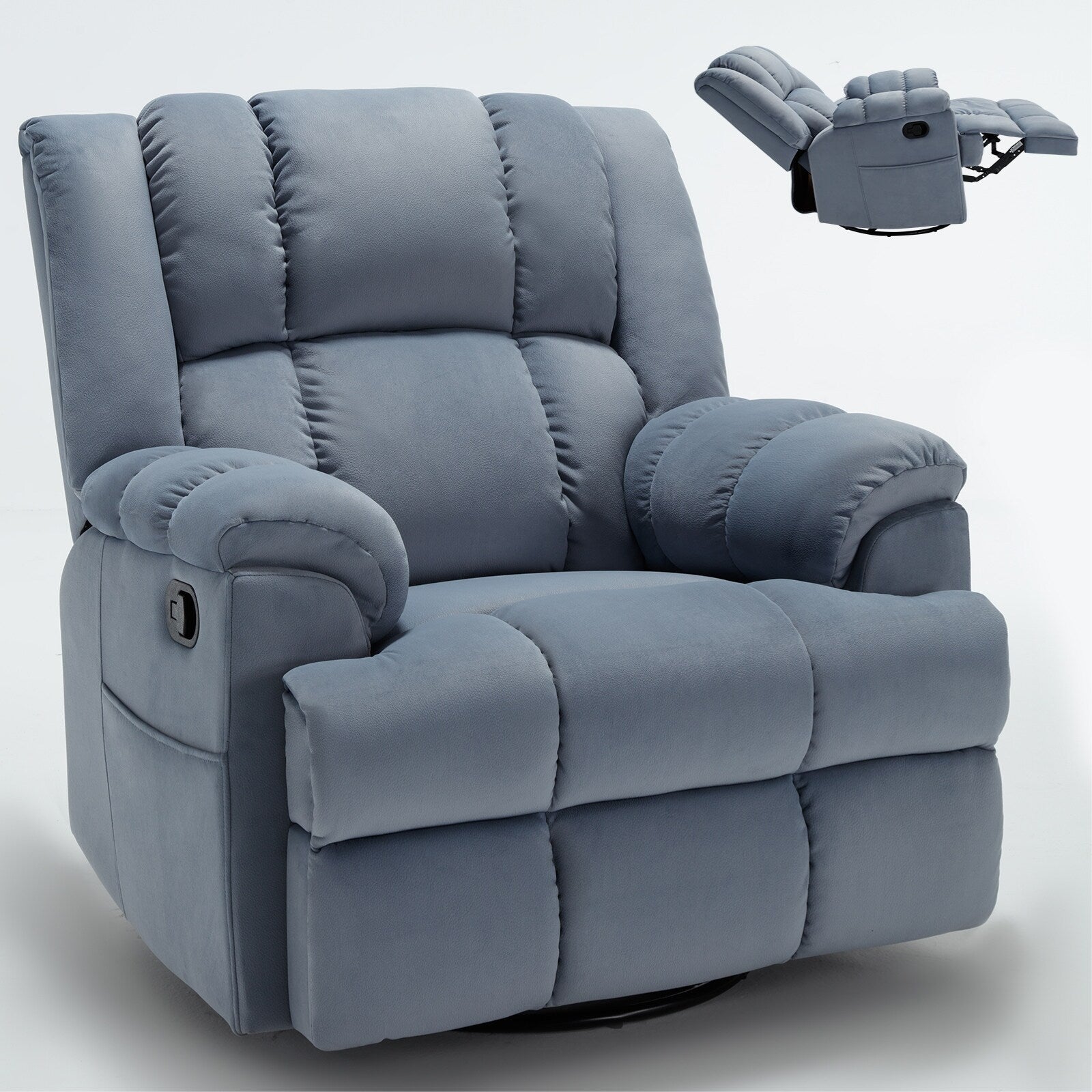 360 Swivel Manual Recliner Chair Adjustable Rocking Lounge Chair Oversized Single Sofa for Living Room