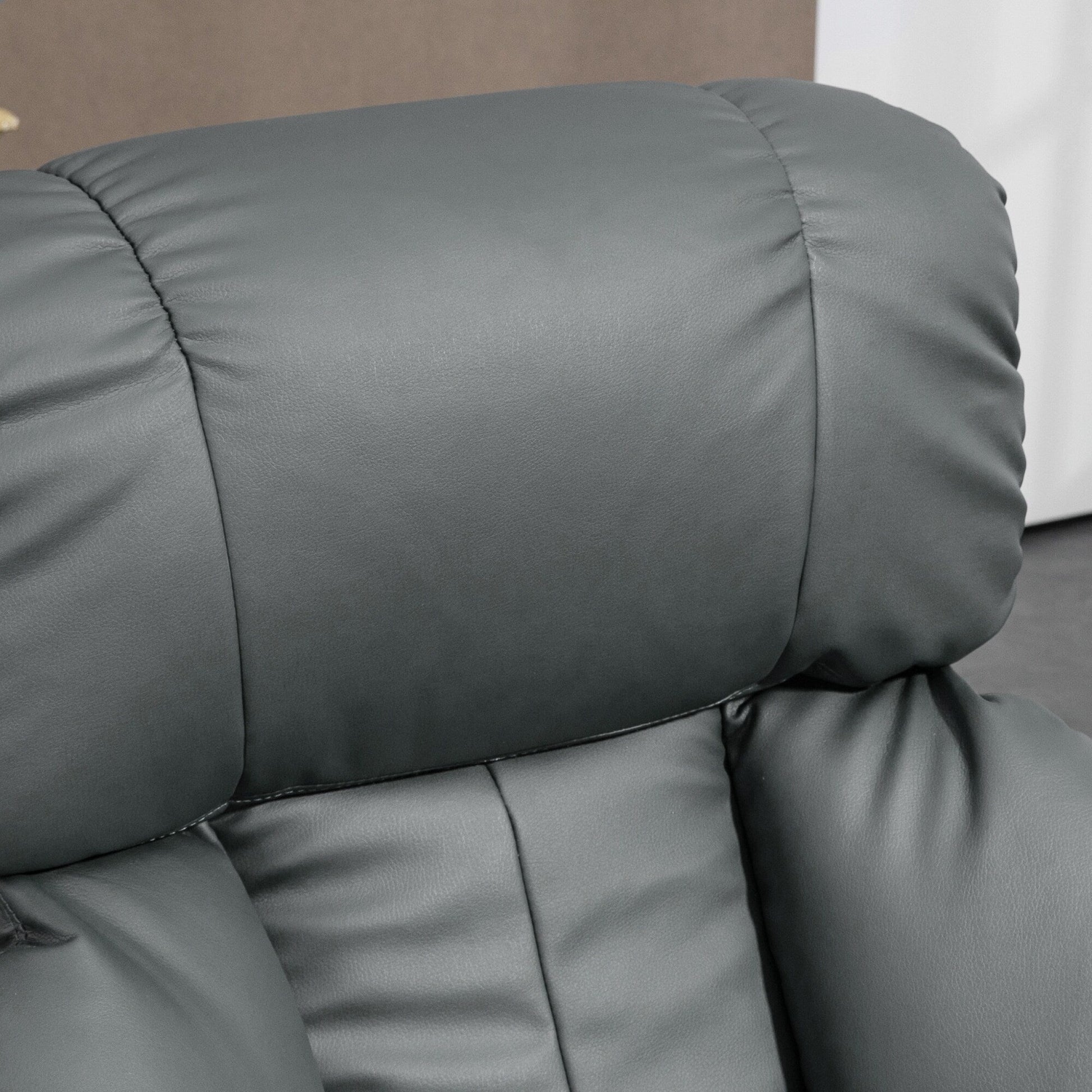 Fauteuil inclinable de massage manuel en cuir PU pivotant à 360°, avec repose-pieds, dossier réglable et 10 points de vibration.