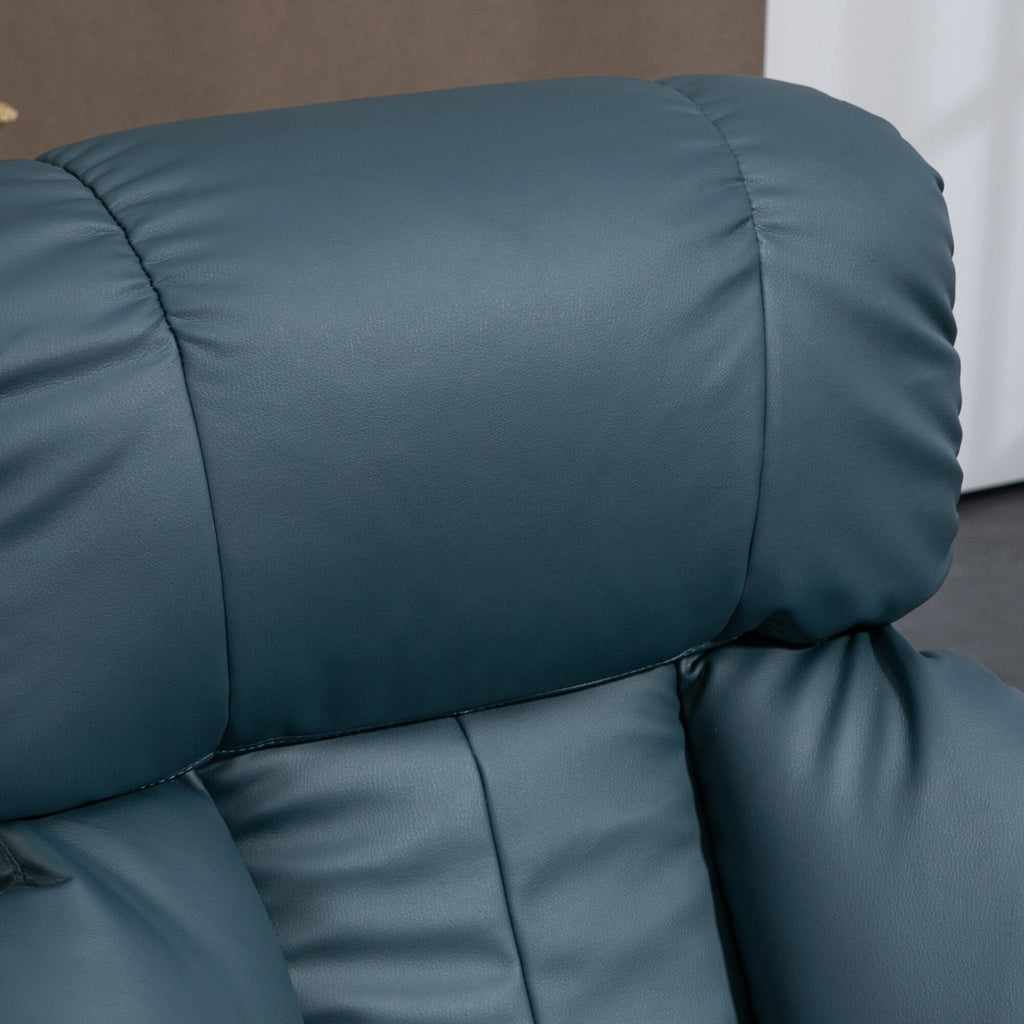 Fauteuil inclinable de massage manuel en cuir PU pivotant à 360°, avec repose-pieds, dossier réglable et 10 points de vibration.