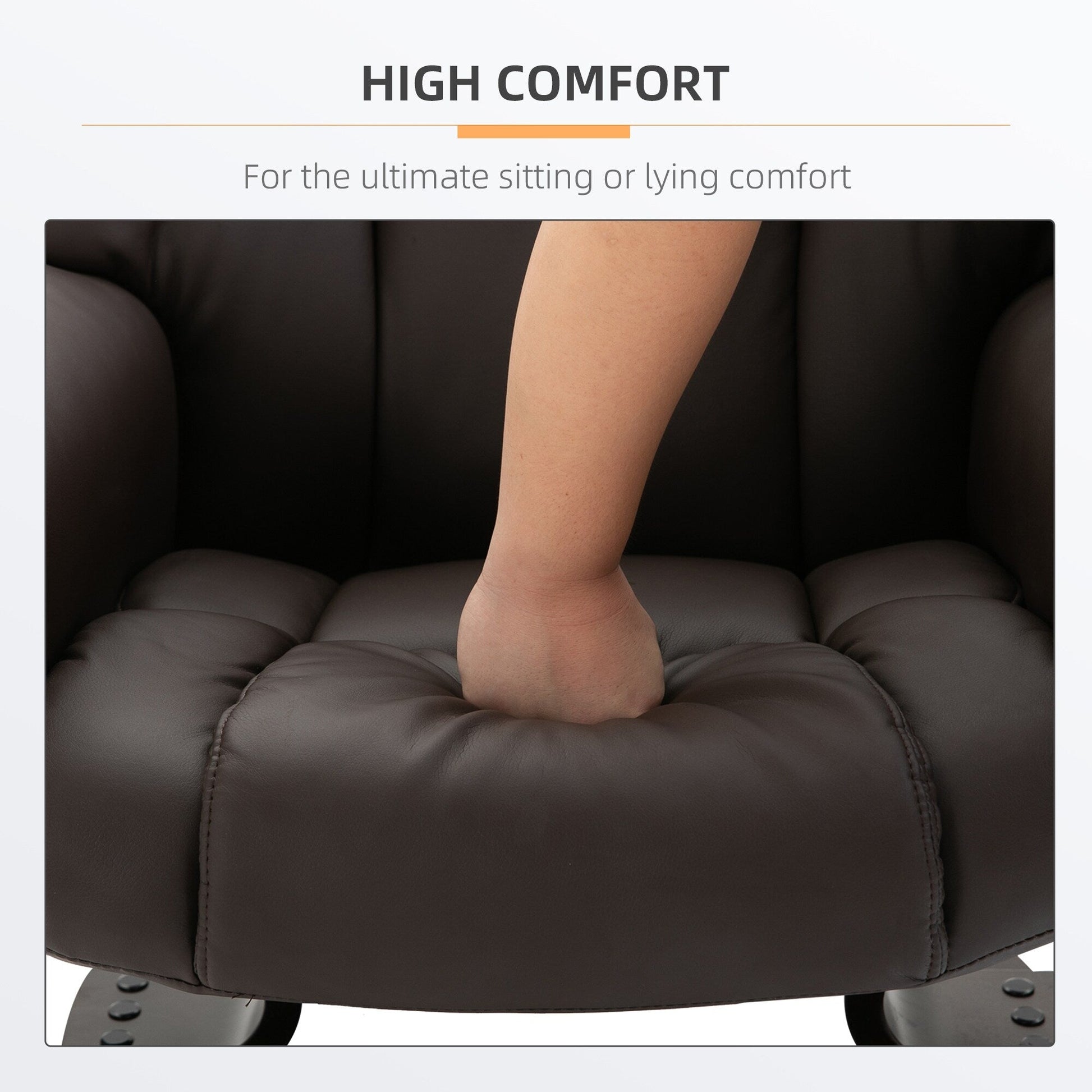 Fauteuil de massage inclinable en cuir PU pivotant à 360°, avec 10 points de vibration, dossier et repose-pieds réglables.