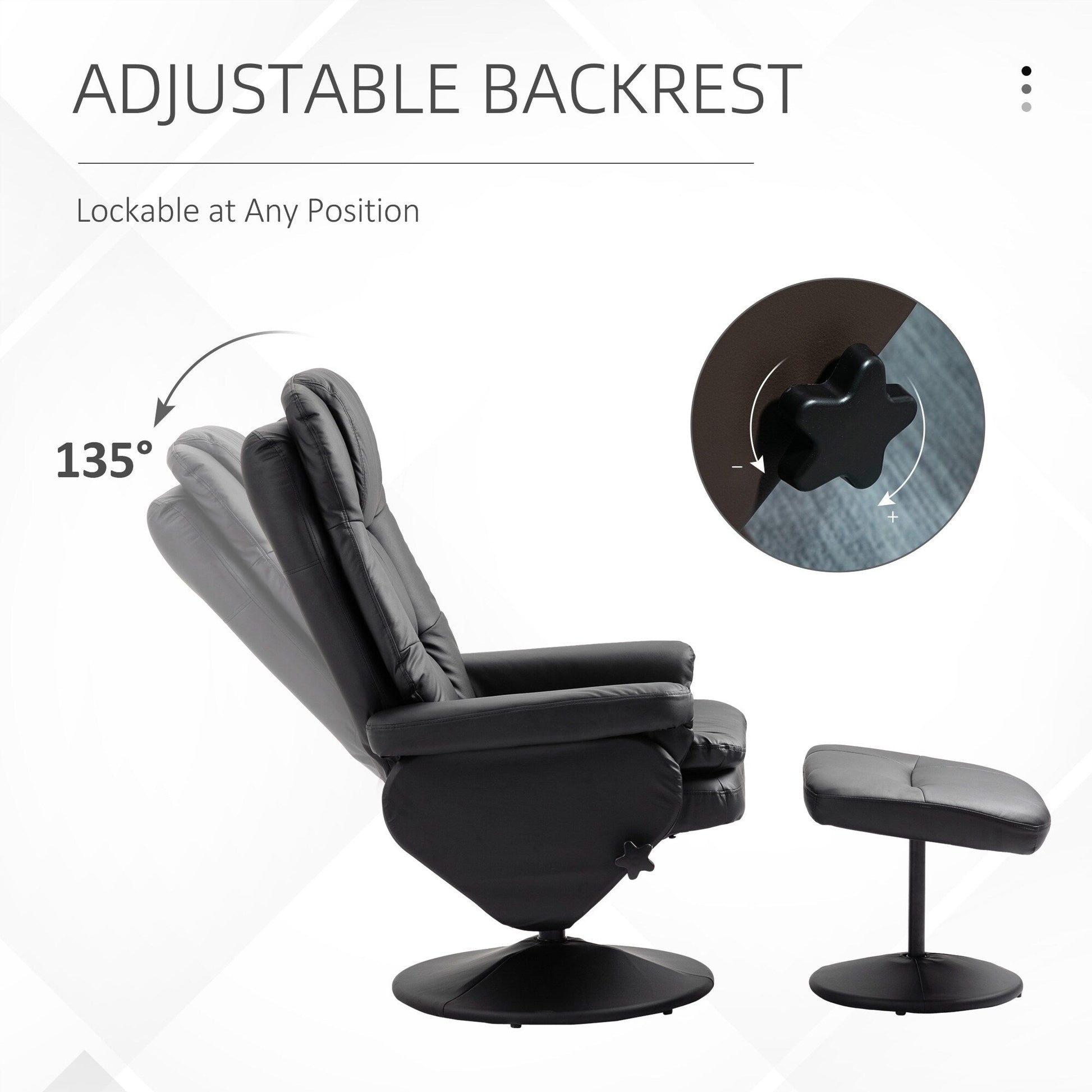 360 Swivel Recliner Chair Adjustable Recline Office Chair Soft PU Leather Computer Chair with Footrest