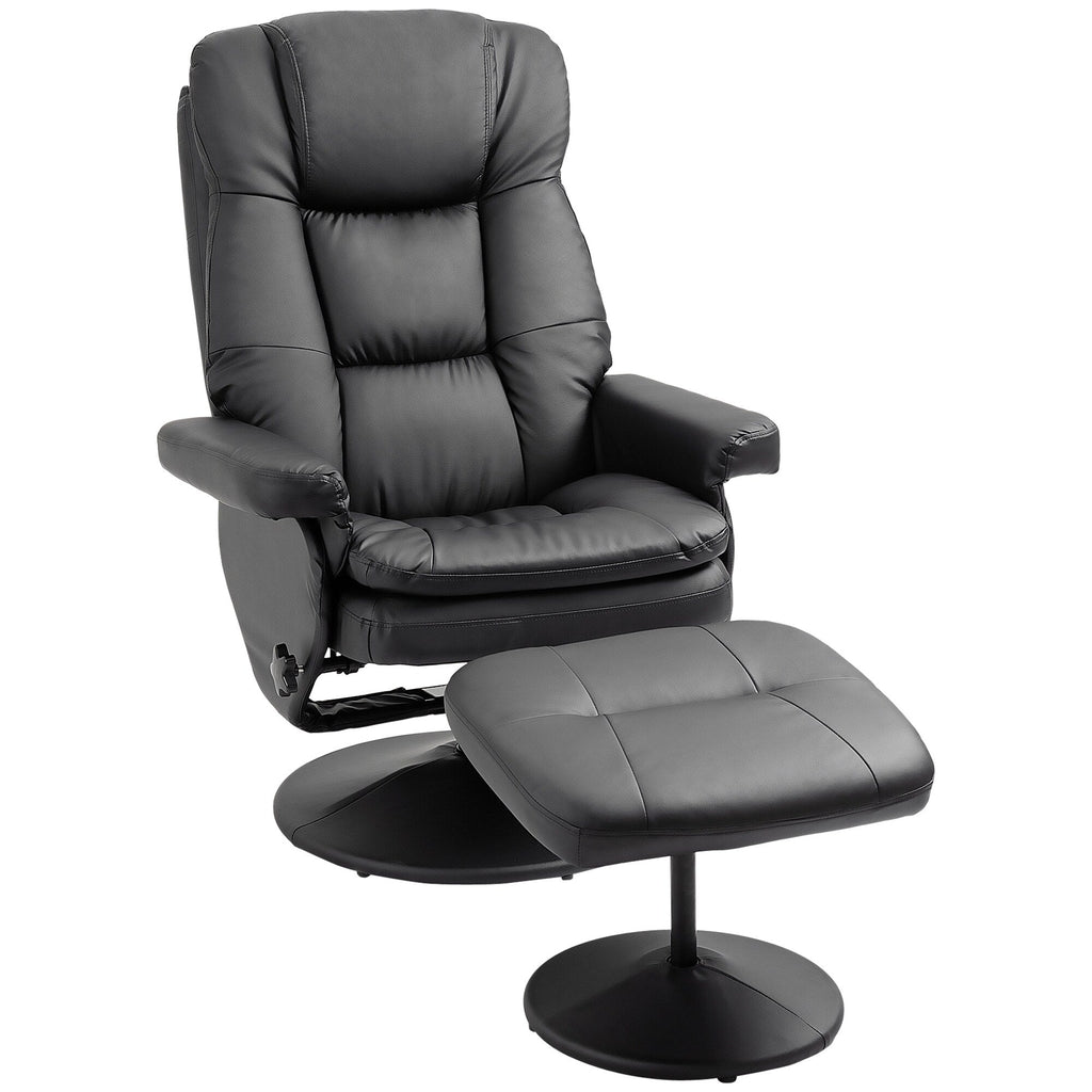 360 Swivel Recliner Chair Adjustable Recline Office Chair Soft PU Leather Computer Chair with Footrest