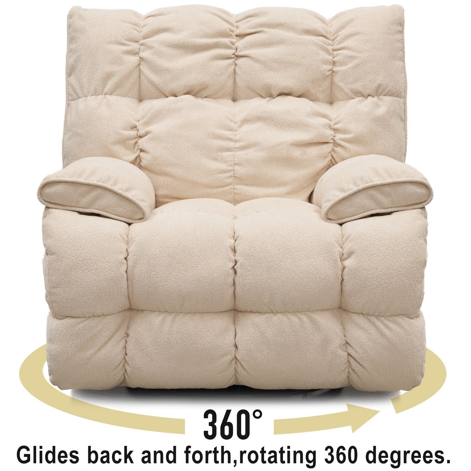 Fauteuil inclinable pivotant à 360°, revêtement en tissu, basculant et inclinable, canapé-lit simple et confortable avec soutien lombaire pour le salon.