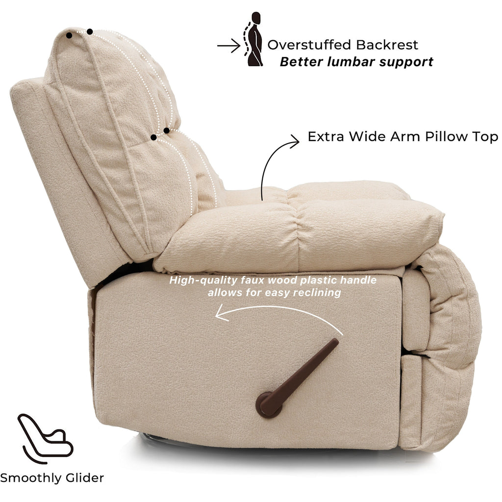 Fauteuil inclinable pivotant à 360°, revêtement en tissu, basculant et inclinable, canapé-lit simple et confortable avec soutien lombaire pour le salon.