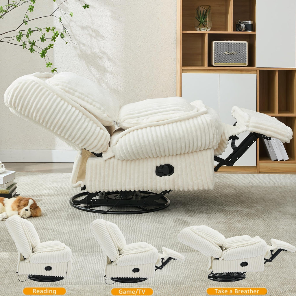 360 Swivel Rocking Recliner with Adjustable Backrest Corduroy