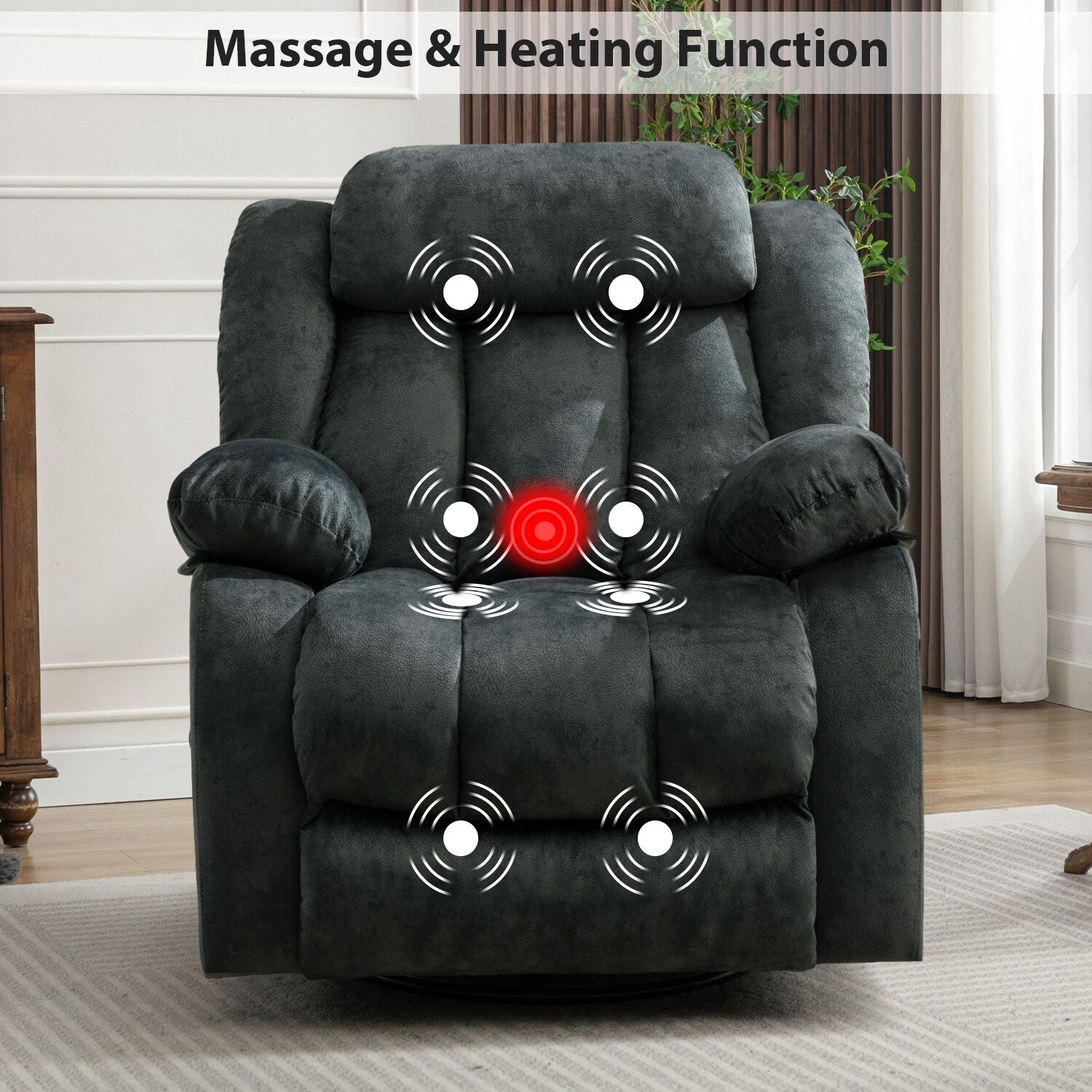 Fauteuil inclinable à massage manuel oscillant rotatif à 360° avec chaleur et vibration