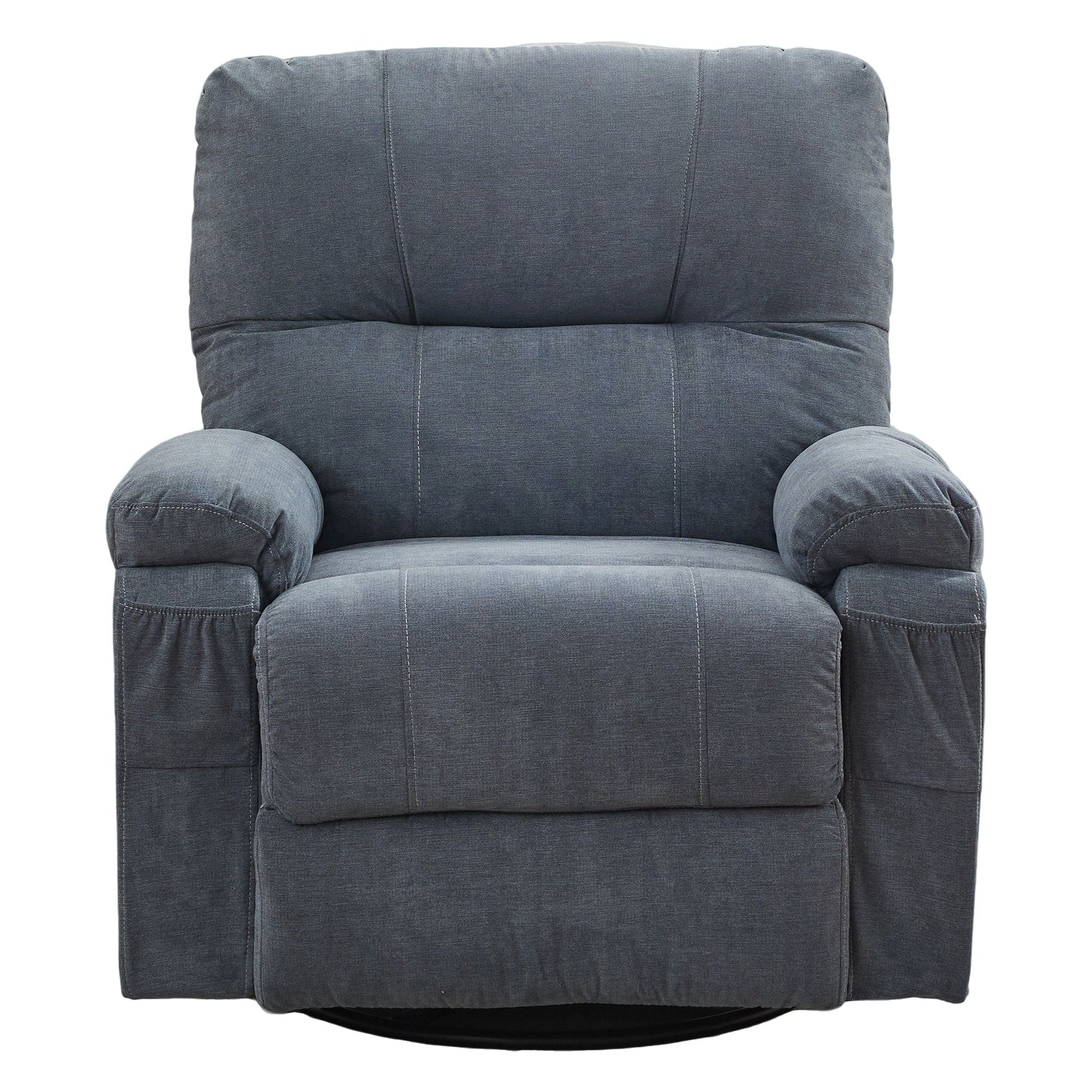 360° Rotating Recliner Chair with Adjustable Backrest, Swivel Rocking Armchair with Footrest, Soft Cushions & Side Pockets