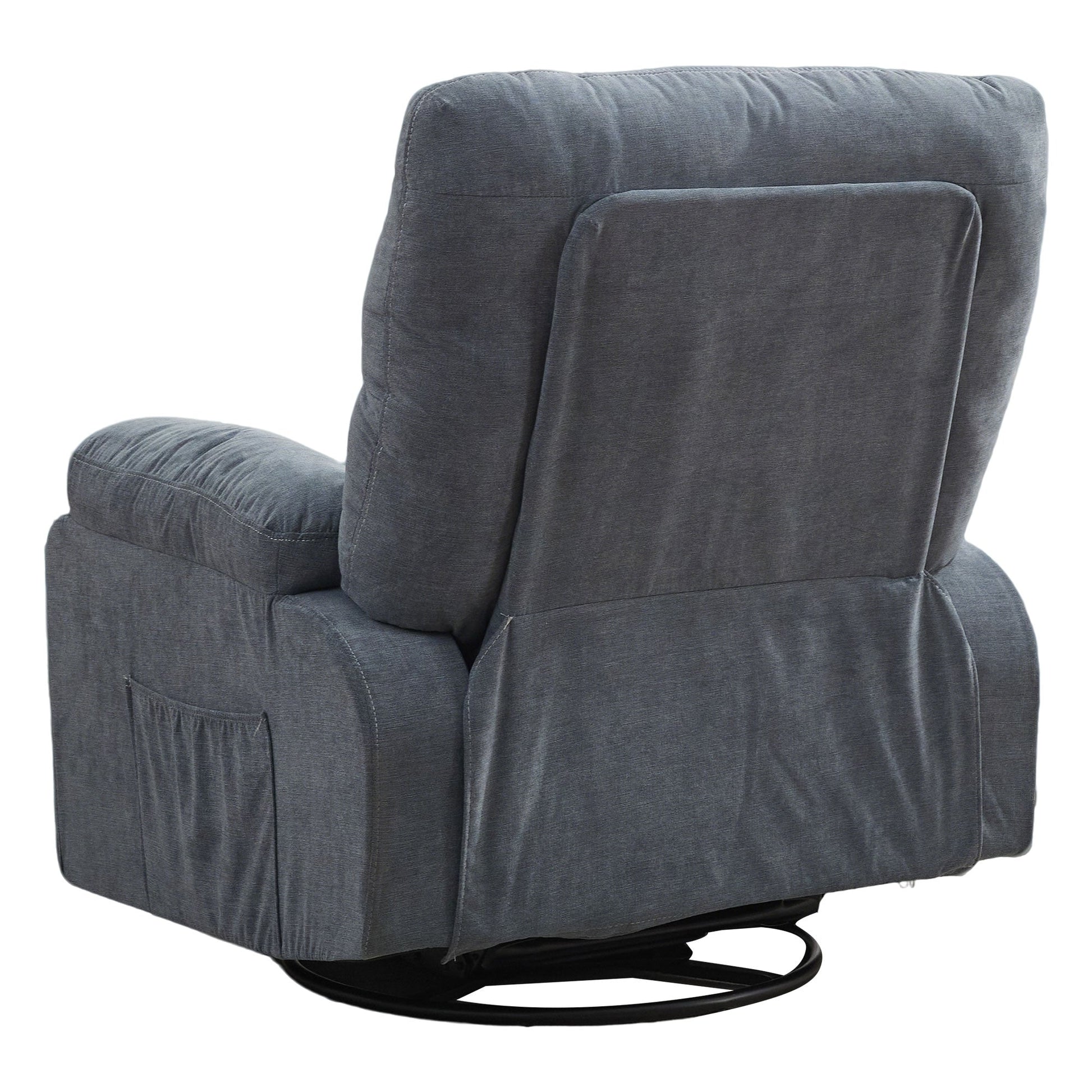 360° Rotating Recliner Chair with Adjustable Backrest, Swivel Rocking Armchair with Footrest, Soft Cushions & Side Pockets