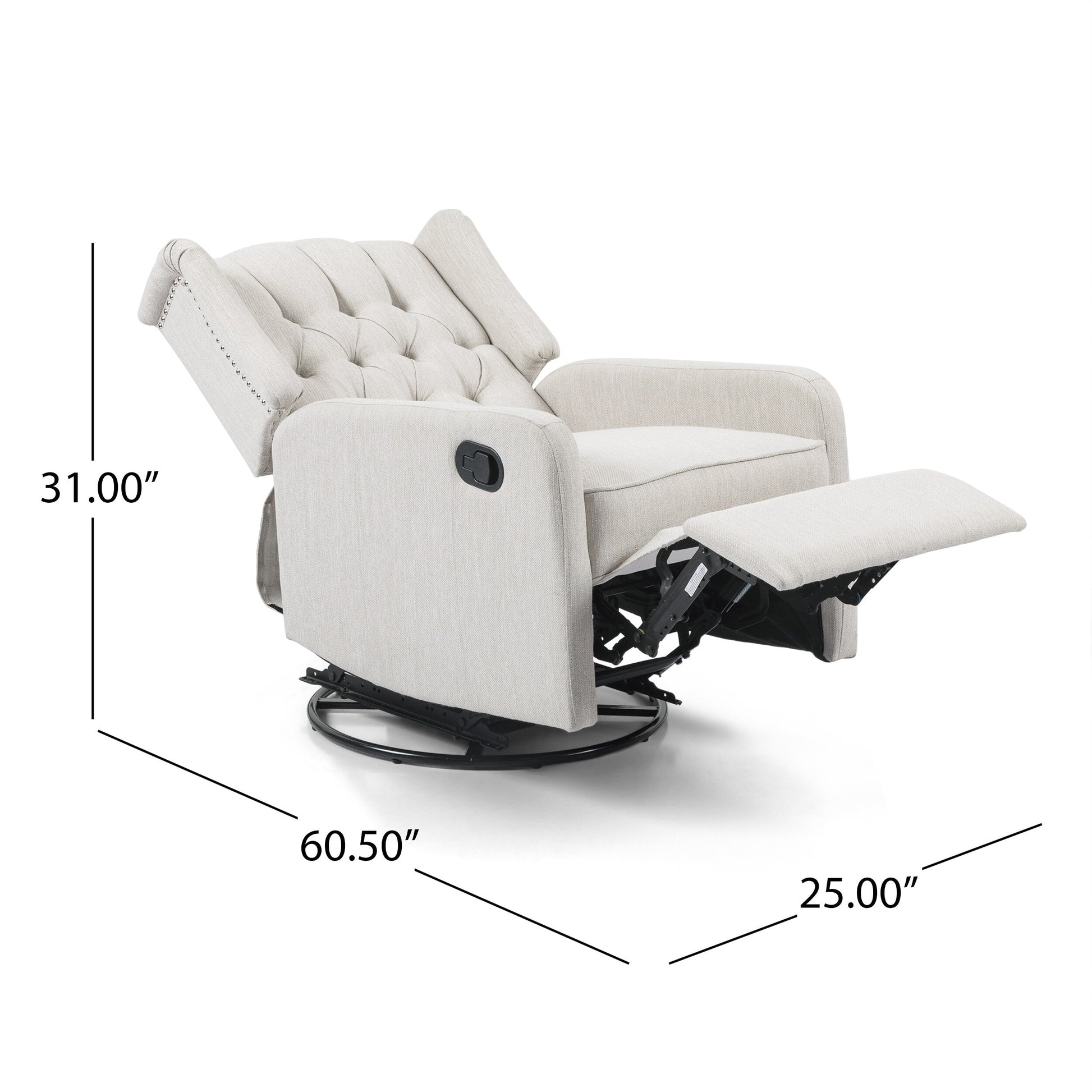 360° Rotation Lounge Chair with Classic Style for Living Room or Bedroom, Lever-Control Recliner for Reading & Relaxation
