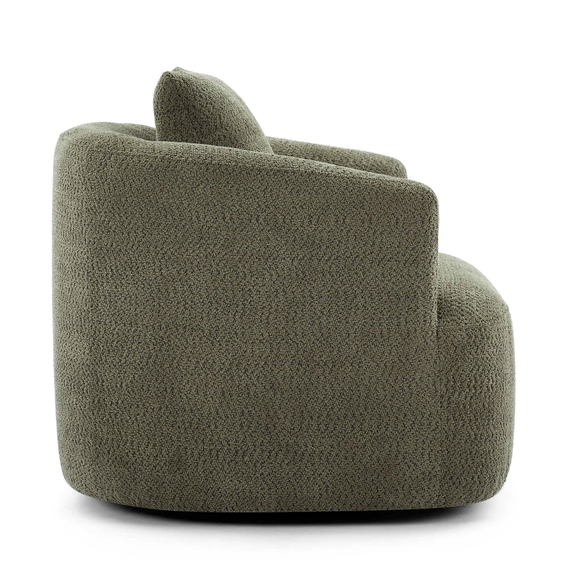 Chaise pivotante à 360°, chaise d'appoint en bouclé de 38,2 pouces avec coussin décoratif, canapé-lit capitonné avec accoudoirs incurvés