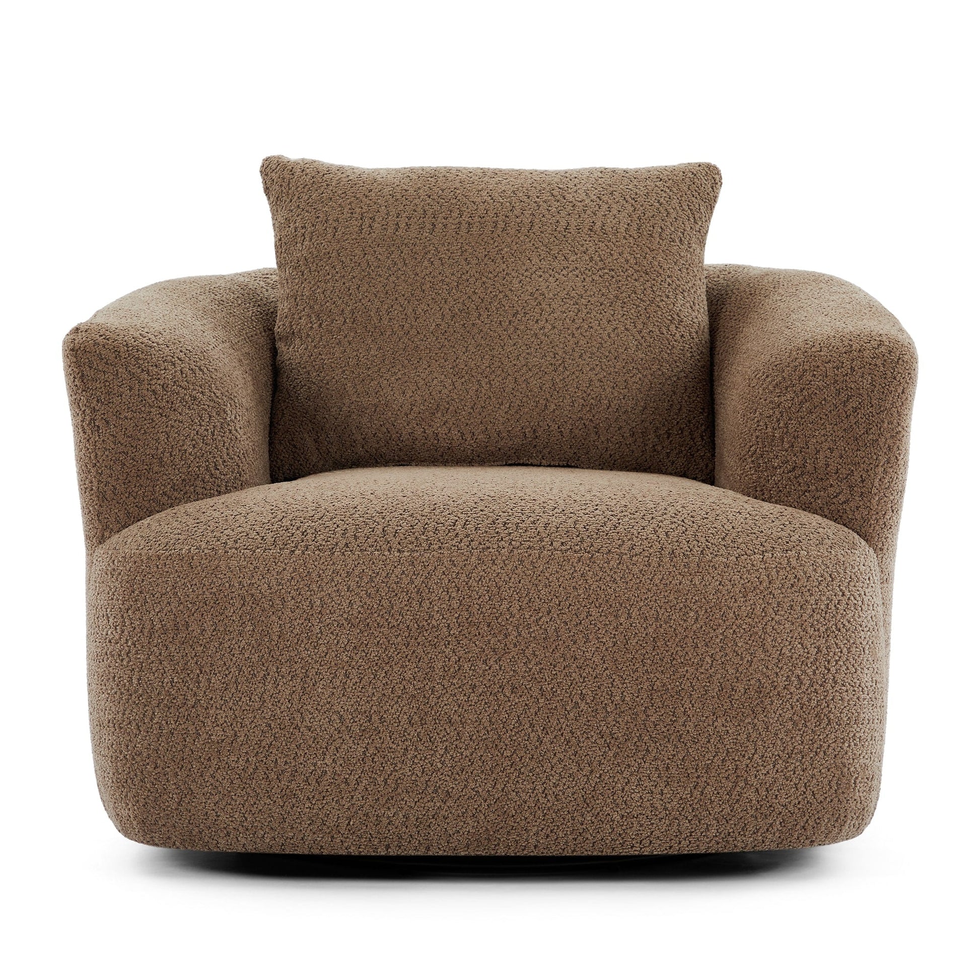 Chaise pivotante à 360°, chaise d'appoint en bouclé de 38,2 pouces avec coussin décoratif, canapé-lit capitonné avec accoudoirs incurvés