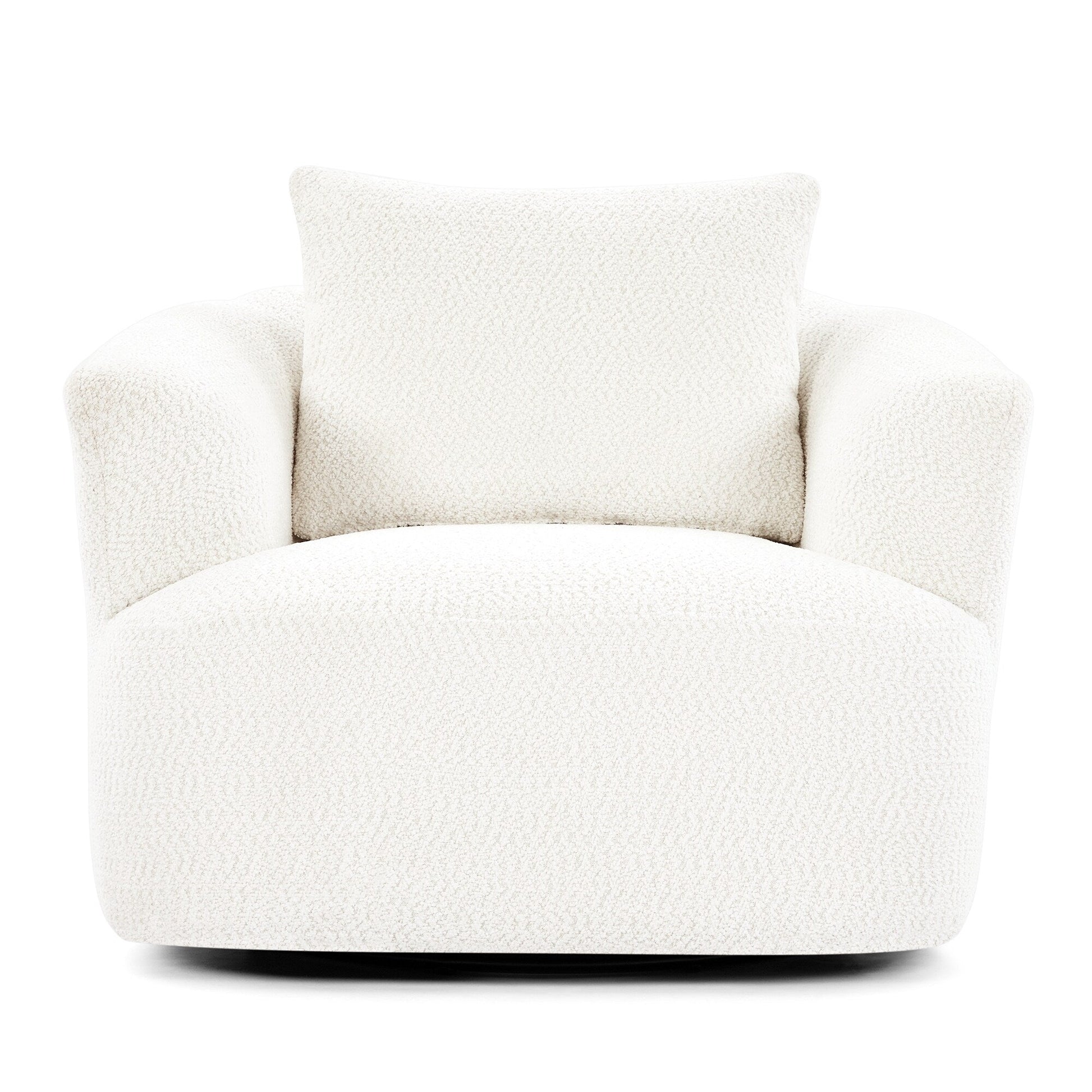 Chaise pivotante à 360°, chaise d'appoint en bouclé de 38,2 pouces avec coussin décoratif, canapé-lit capitonné avec accoudoirs incurvés