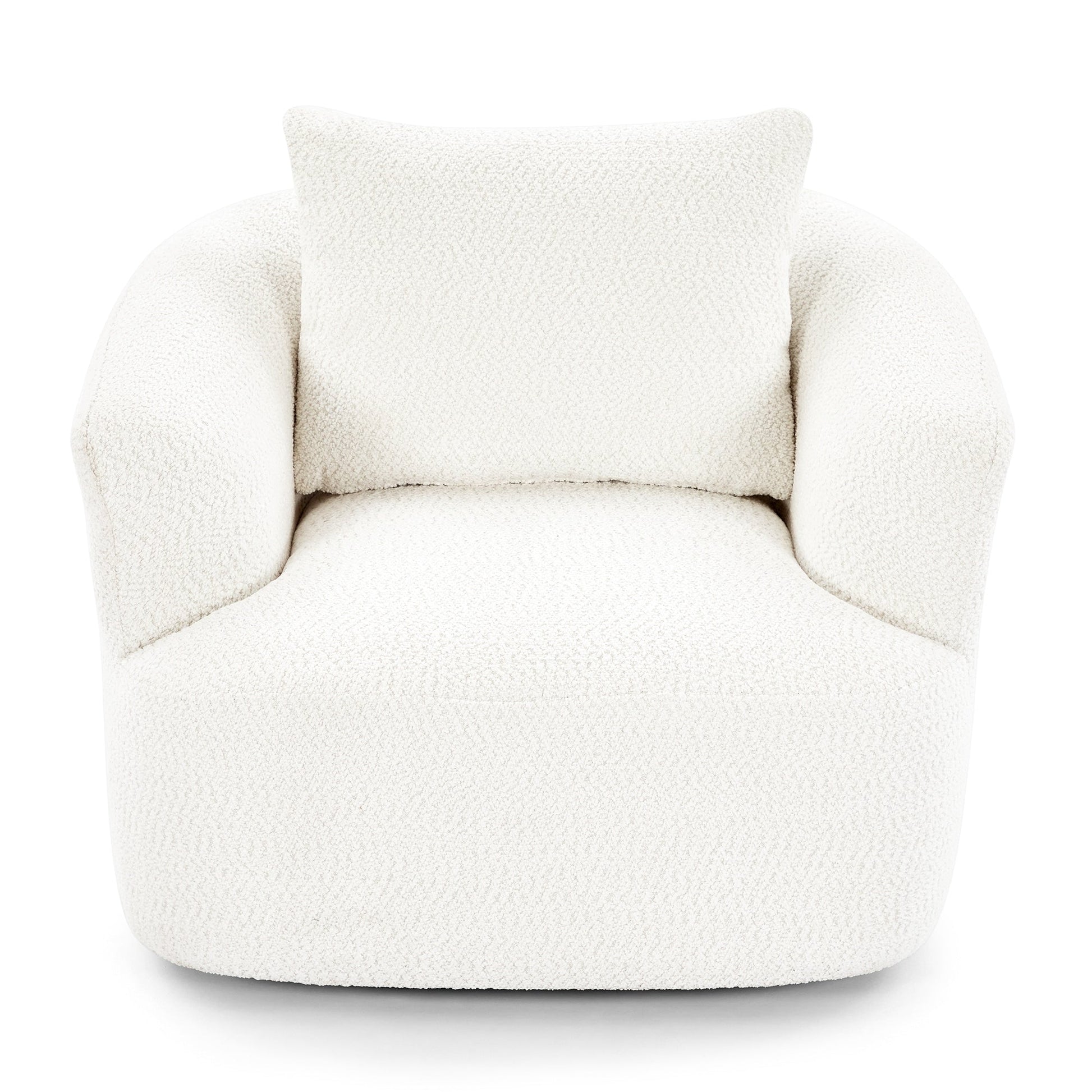 Chaise pivotante à 360°, chaise d'appoint en bouclé de 38,2 pouces avec coussin décoratif, canapé-lit capitonné avec accoudoirs incurvés