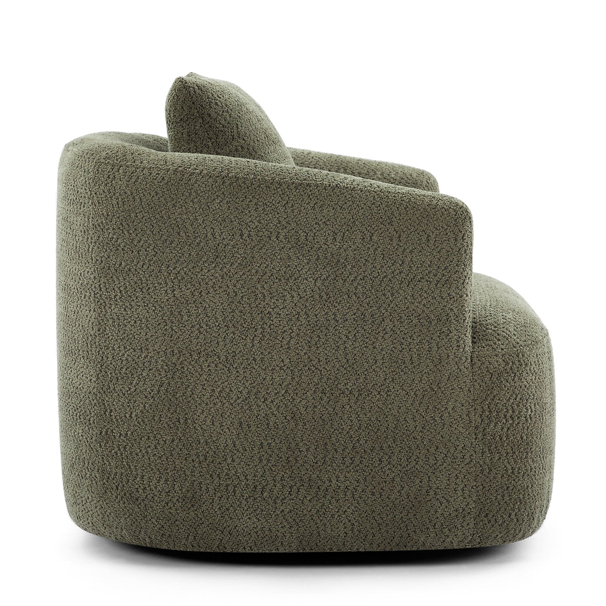 Chaise pivotante à 360°, chaise d'appoint en bouclé de 38,2 pouces avec coussin décoratif, canapé-lit capitonné avec accoudoirs incurvés