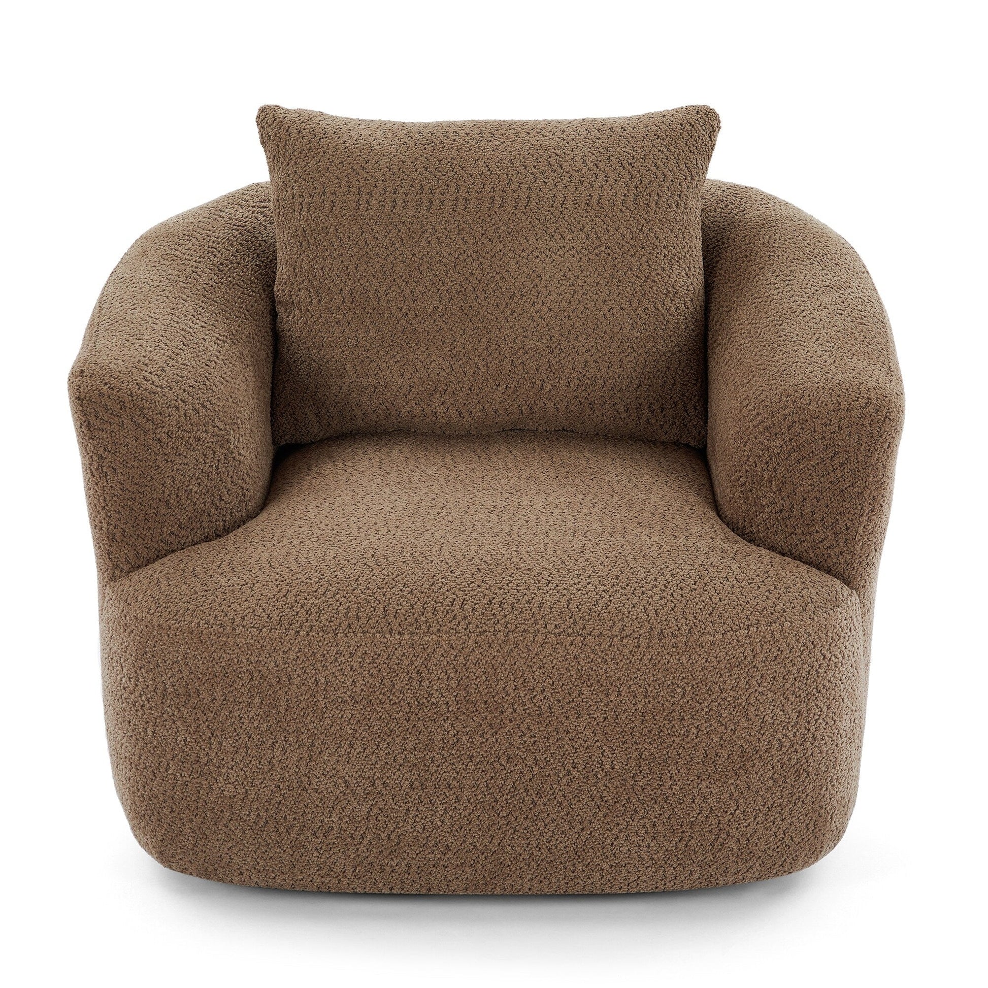 Chaise pivotante à 360°, chaise d'appoint en bouclé de 38,2 pouces avec coussin décoratif, canapé-lit capitonné avec accoudoirs incurvés