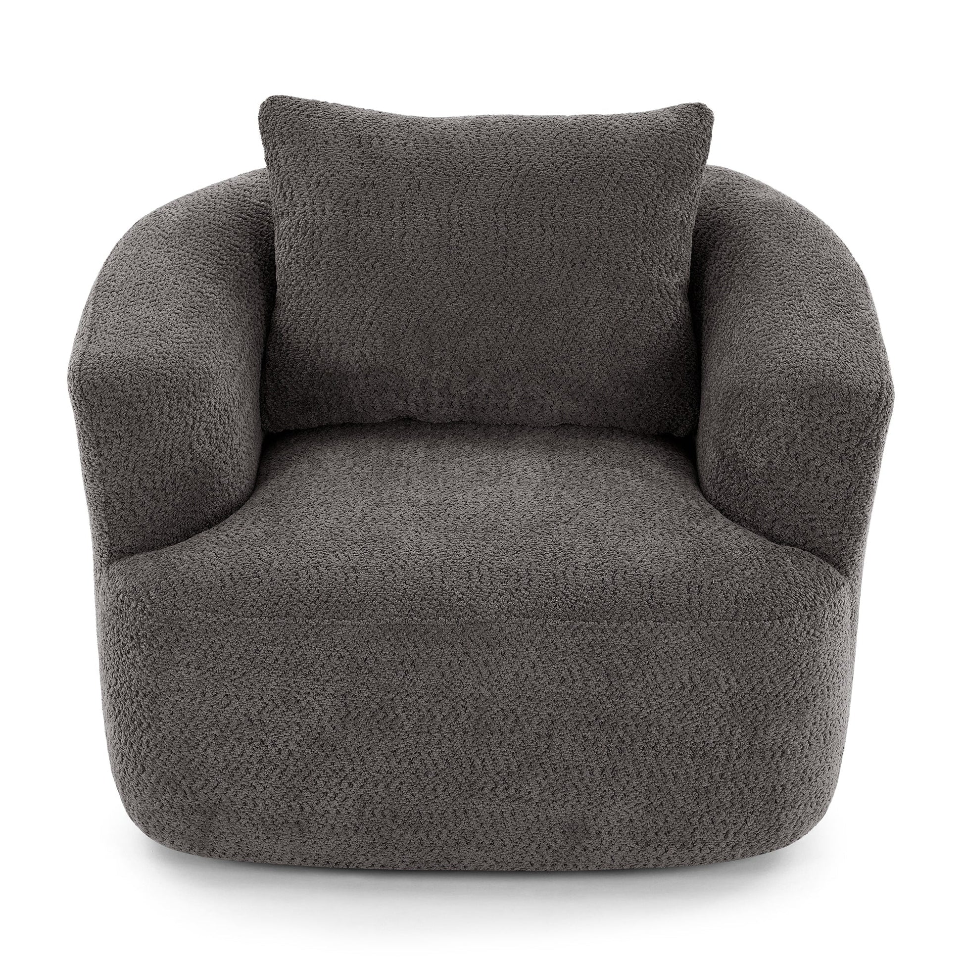 Chaise pivotante à 360°, chaise d'appoint en bouclé de 38,2 pouces avec coussin décoratif, canapé-lit capitonné avec accoudoirs incurvés