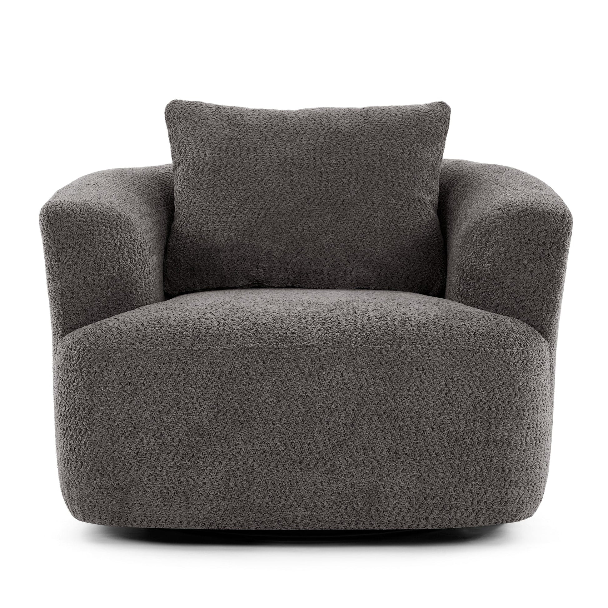 Chaise pivotante à 360°, chaise d'appoint en bouclé de 38,2 pouces avec coussin décoratif, canapé-lit capitonné avec accoudoirs incurvés