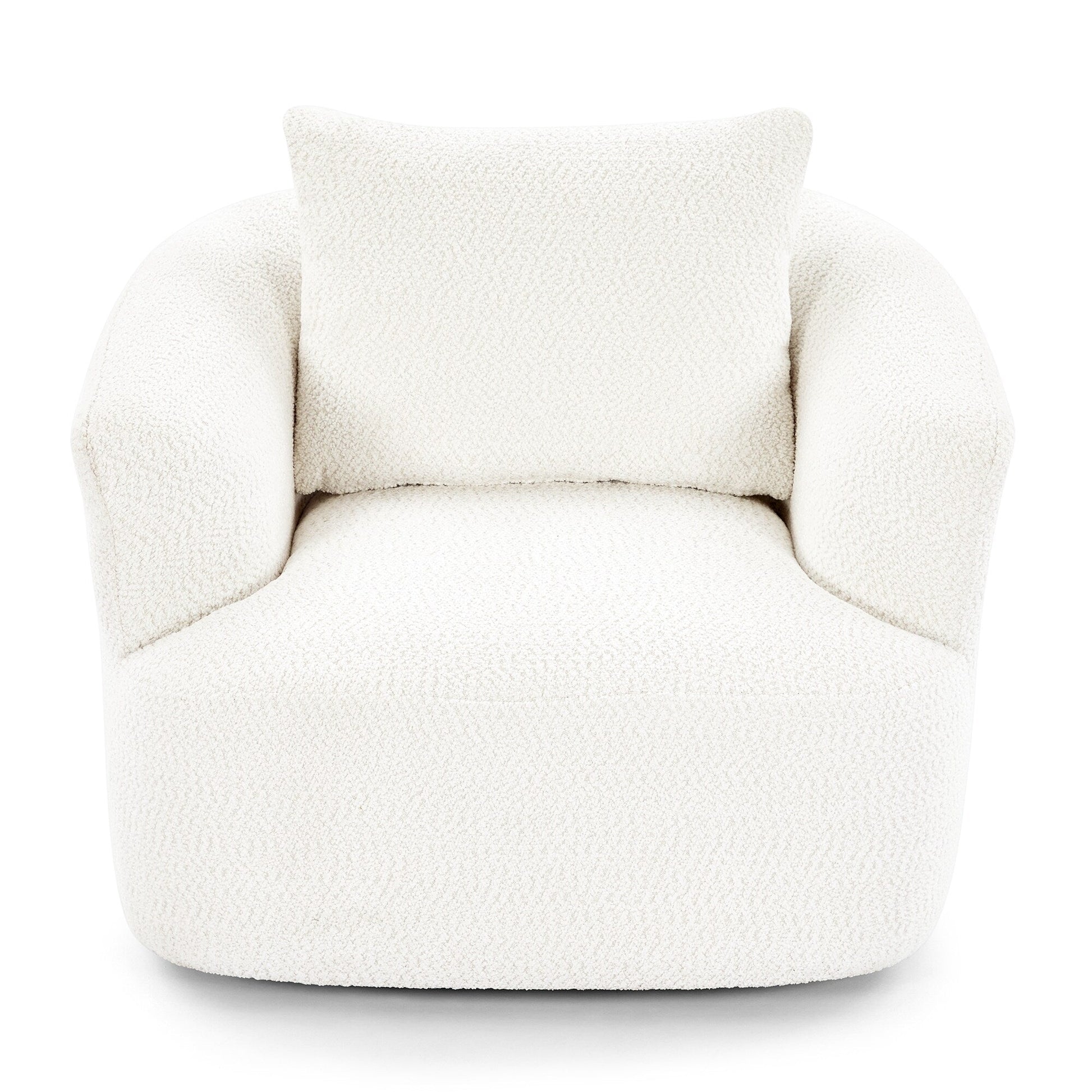 Chaise pivotante à 360°, chaise d'appoint en bouclé de 38,2 pouces avec coussin décoratif, canapé-lit capitonné avec accoudoirs incurvés