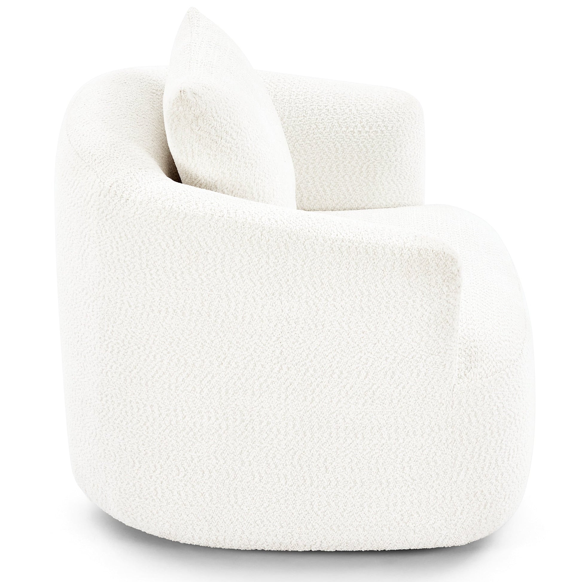 Chaise pivotante à 360°, chaise d'appoint en bouclé de 38,2 pouces avec coussin décoratif, canapé-lit capitonné avec accoudoirs incurvés