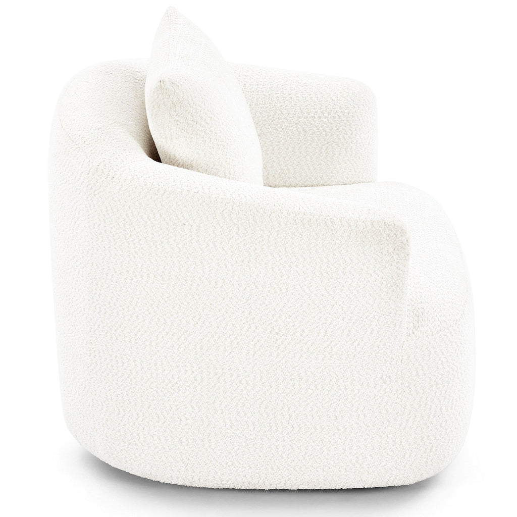Chaise pivotante à 360°, chaise d'appoint en bouclé de 38,2 pouces avec coussin décoratif, canapé-lit capitonné avec accoudoirs incurvés