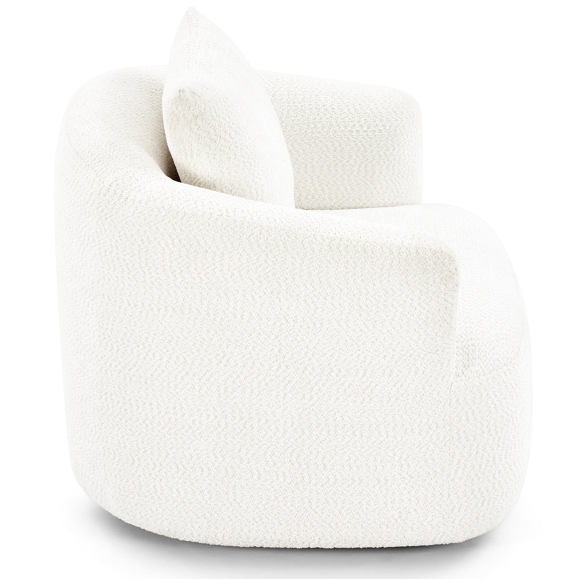 Chaise pivotante à 360°, chaise d'appoint en bouclé de 38,2 pouces avec coussin décoratif, canapé-lit capitonné avec accoudoirs incurvés