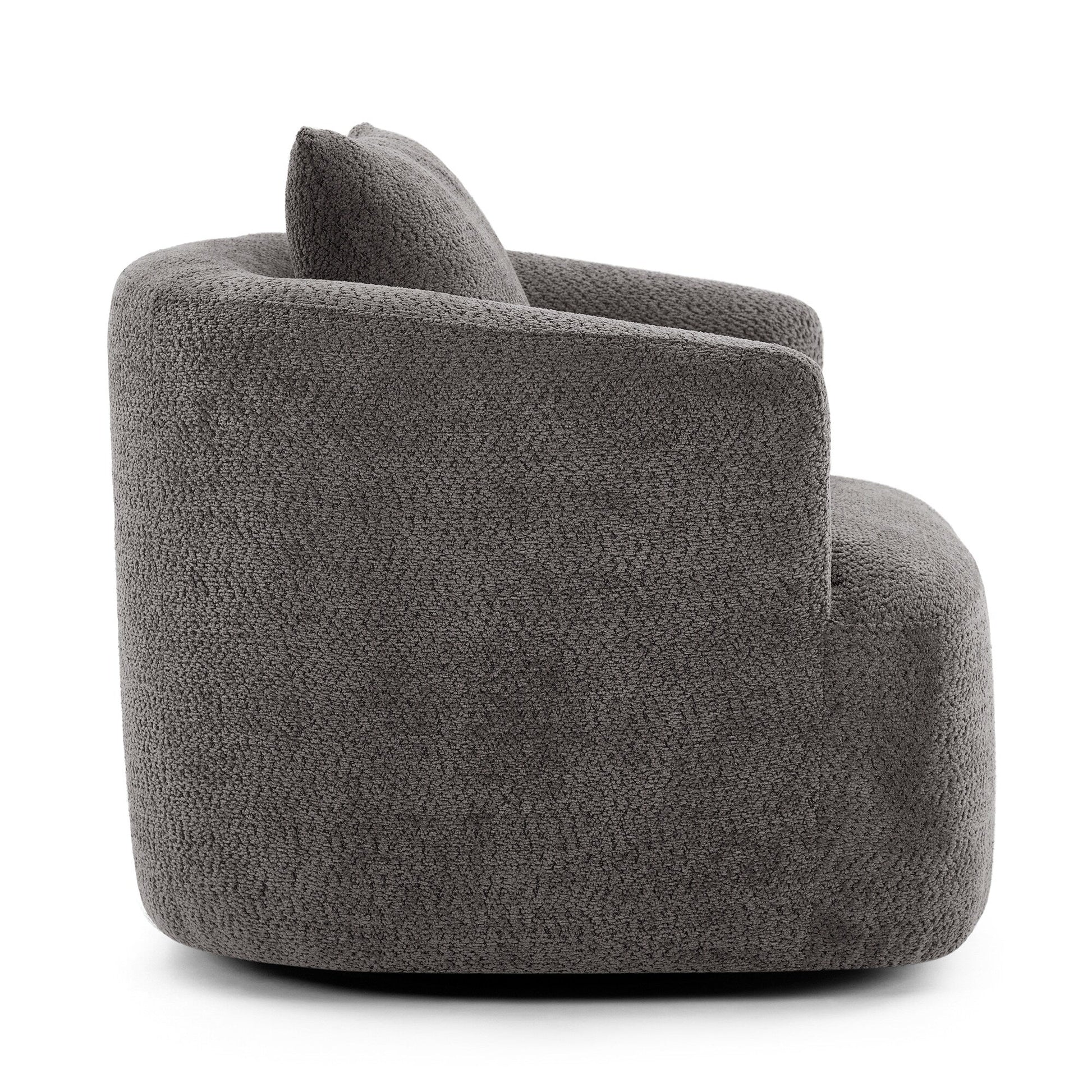 Chaise pivotante à 360°, chaise d'appoint en bouclé de 38,2 pouces avec coussin décoratif, canapé-lit capitonné avec accoudoirs incurvés