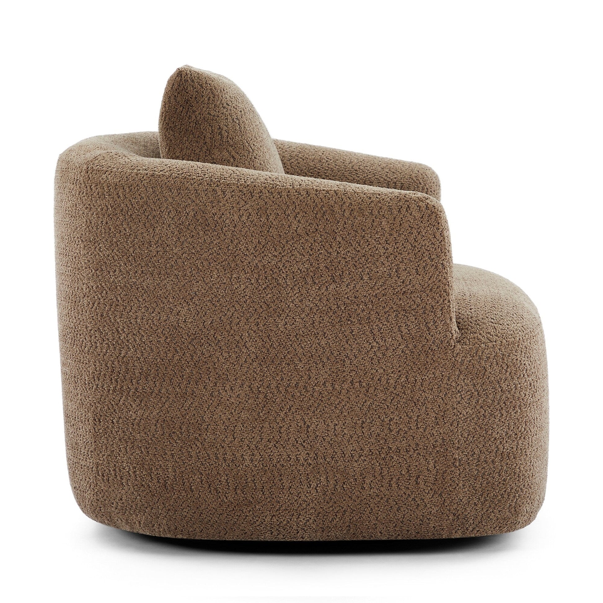 Chaise pivotante à 360°, chaise d'appoint en bouclé de 38,2 pouces avec coussin décoratif, canapé-lit capitonné avec accoudoirs incurvés