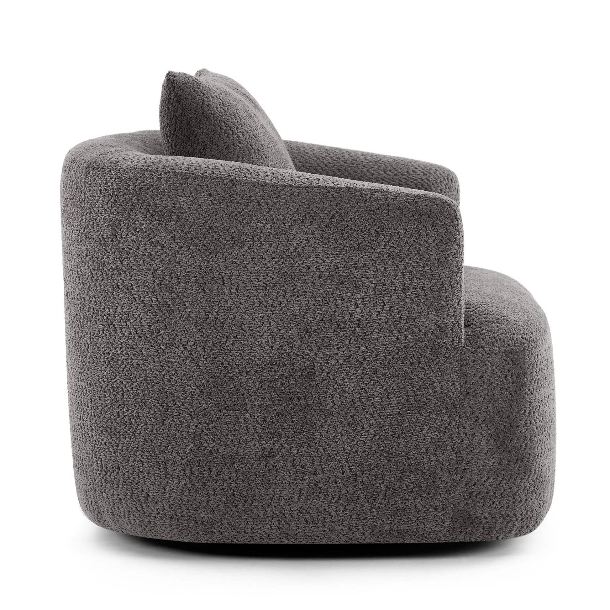 Chaise pivotante à 360°, chaise d'appoint en bouclé de 38,2 pouces avec coussin décoratif, canapé-lit capitonné avec accoudoirs incurvés