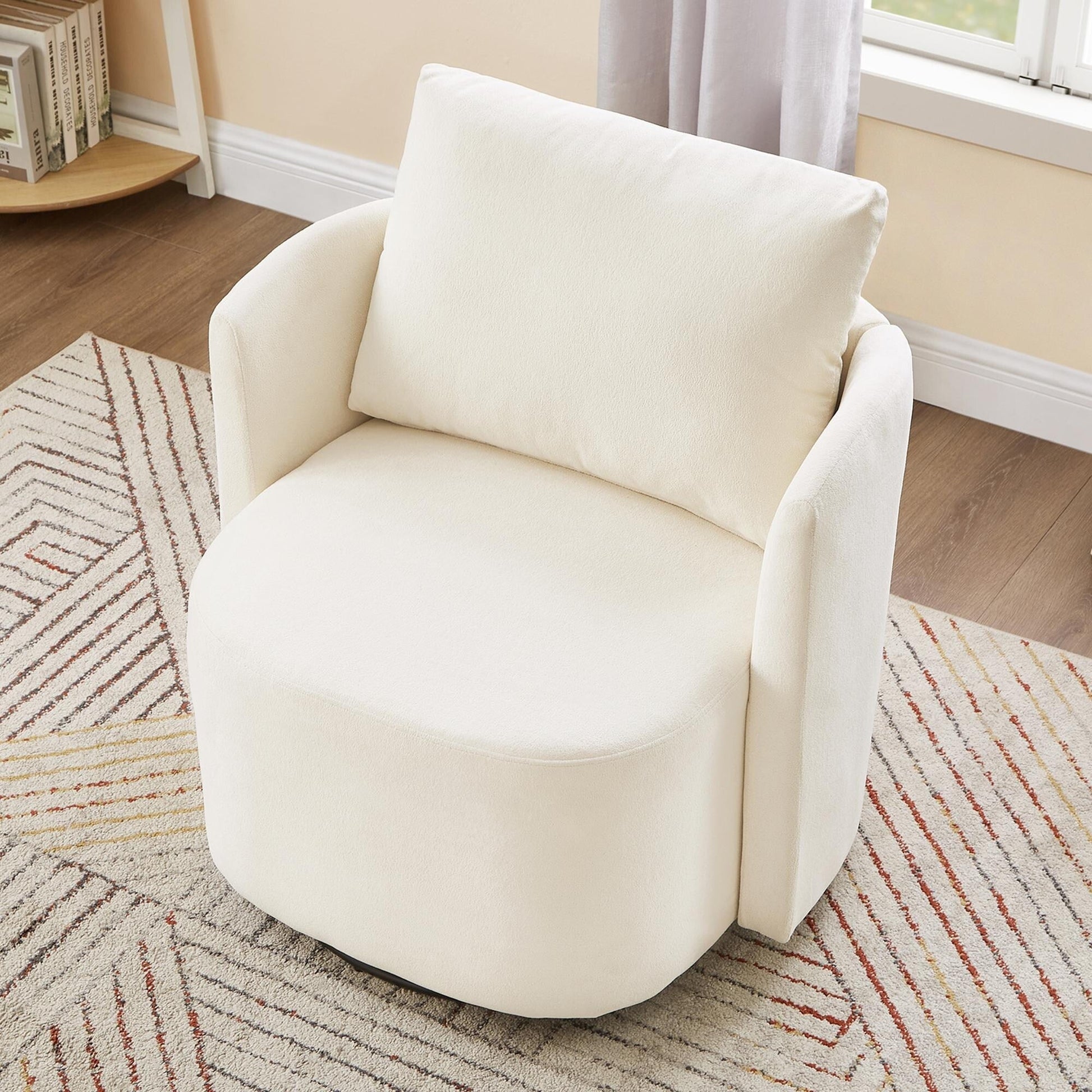 Fauteuil pivotant à 360°, fauteuil en chenille, fauteuil de salon incurvé, canapé pivotant rembourré pour salon.