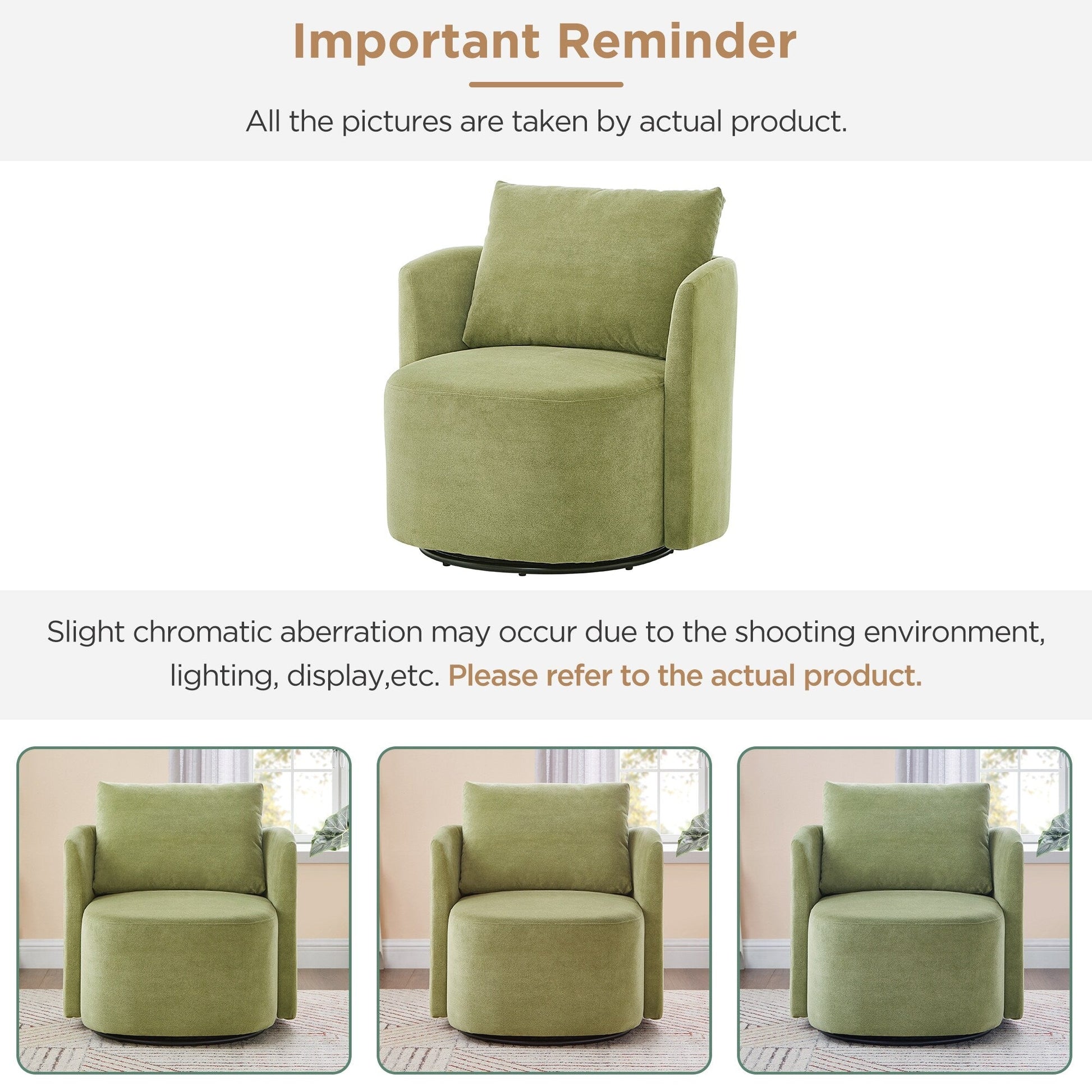 Fauteuil pivotant à 360°, fauteuil en chenille, fauteuil de salon incurvé, canapé pivotant rembourré pour salon.