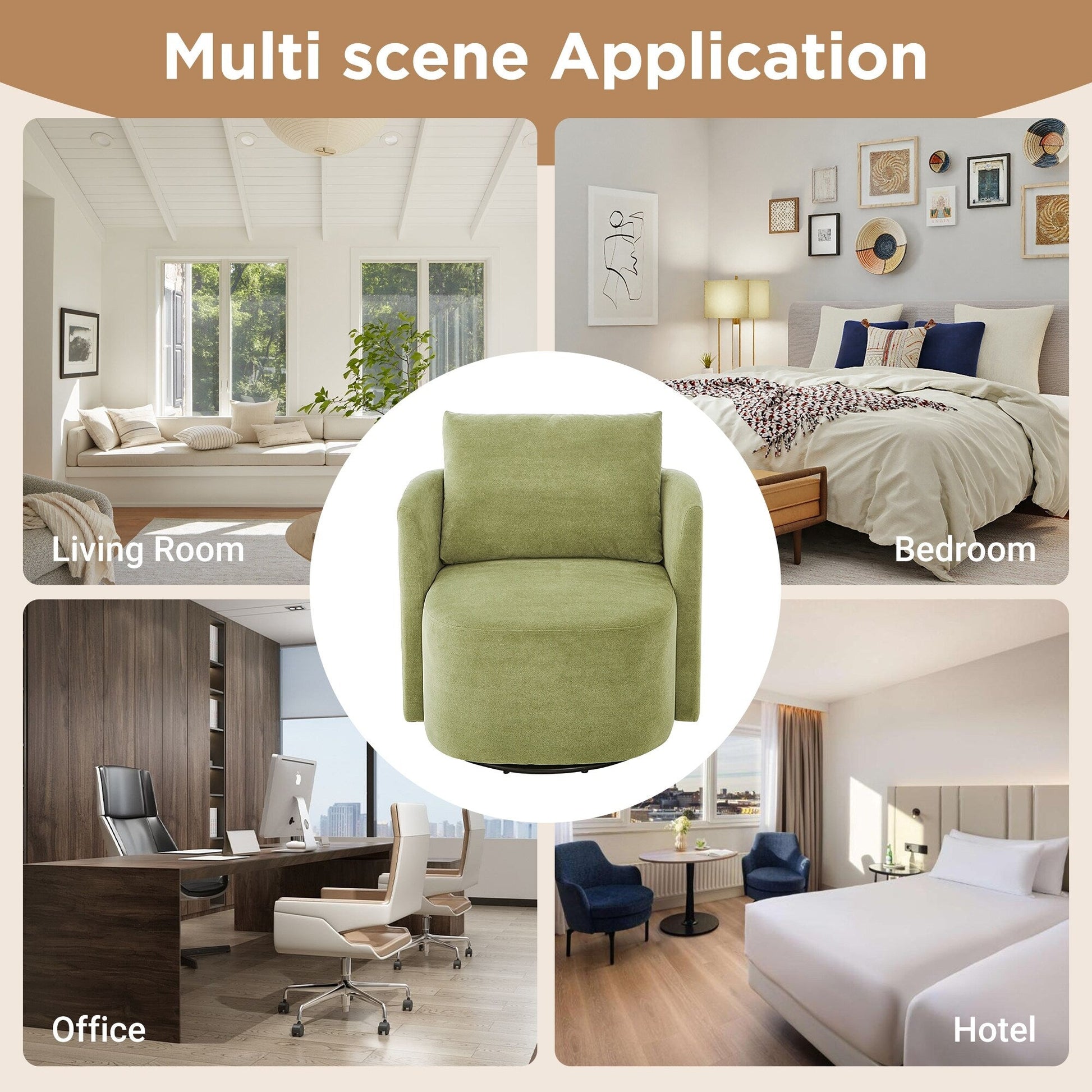 Fauteuil pivotant à 360°, fauteuil en chenille, fauteuil de salon incurvé, canapé pivotant rembourré pour salon.
