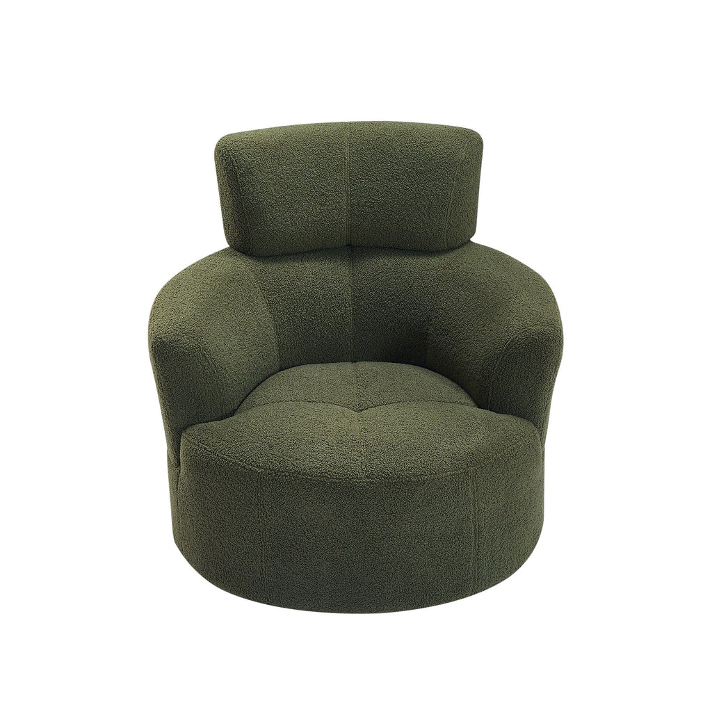 Chaise pivotante à 360°, chaise en forme de tonneau rembourrée avec repose-tête réglable, chaise de salon moderne et ronde pour salon.