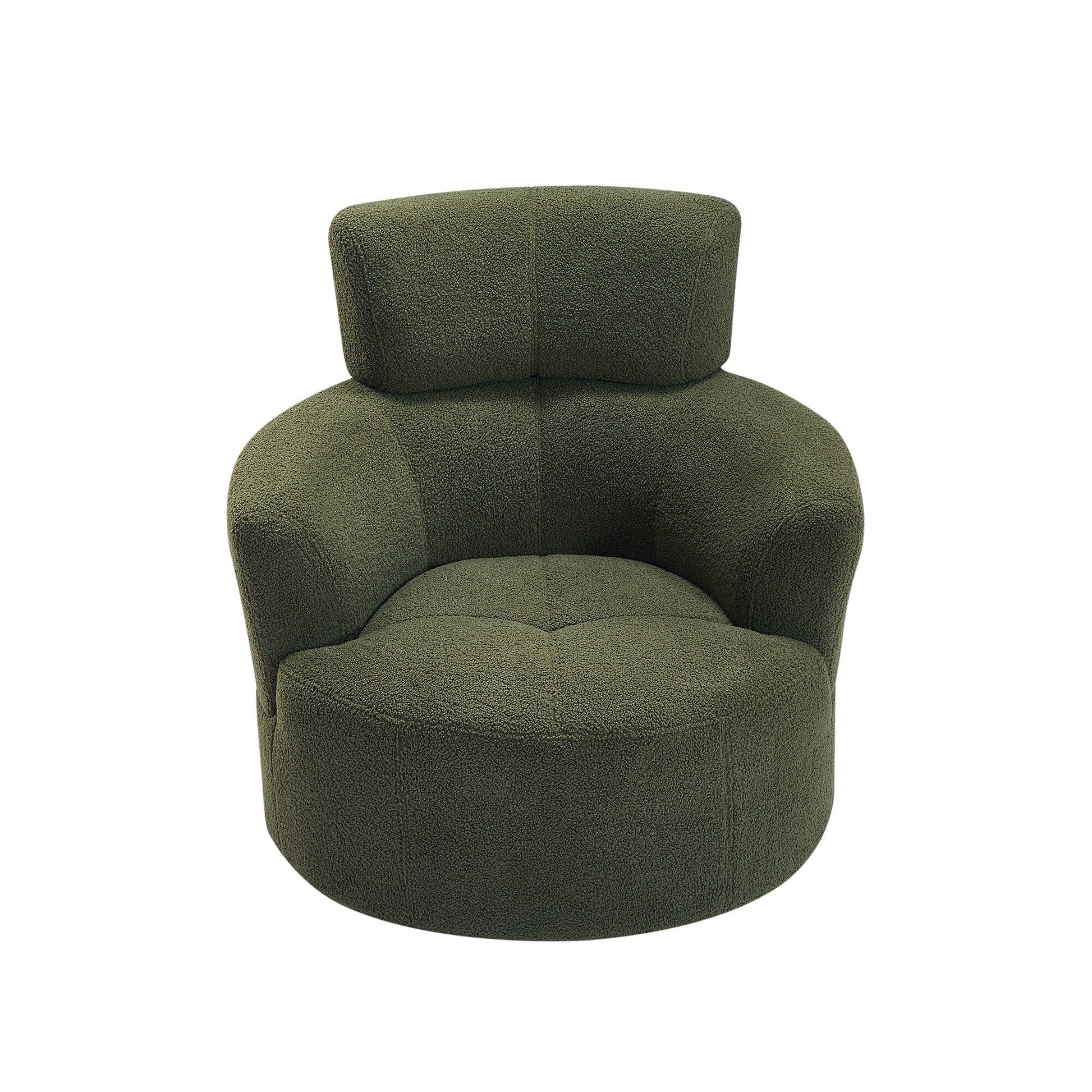Chaise pivotante à 360°, chaise en forme de tonneau rembourrée avec repose-tête réglable, chaise de salon moderne et ronde pour salon.