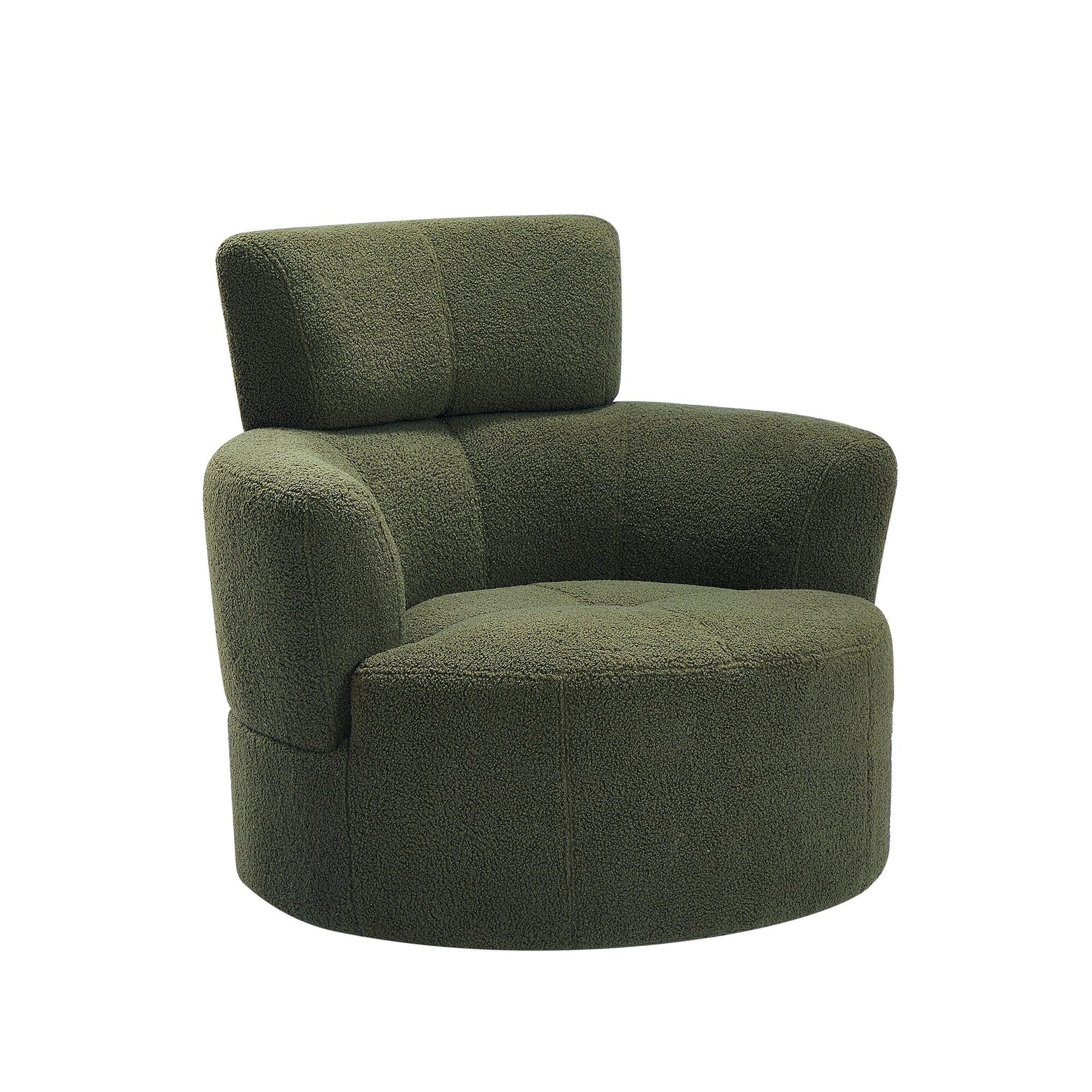Chaise pivotante à 360°, chaise en forme de tonneau rembourrée avec repose-tête réglable, chaise de salon moderne et ronde pour salon.