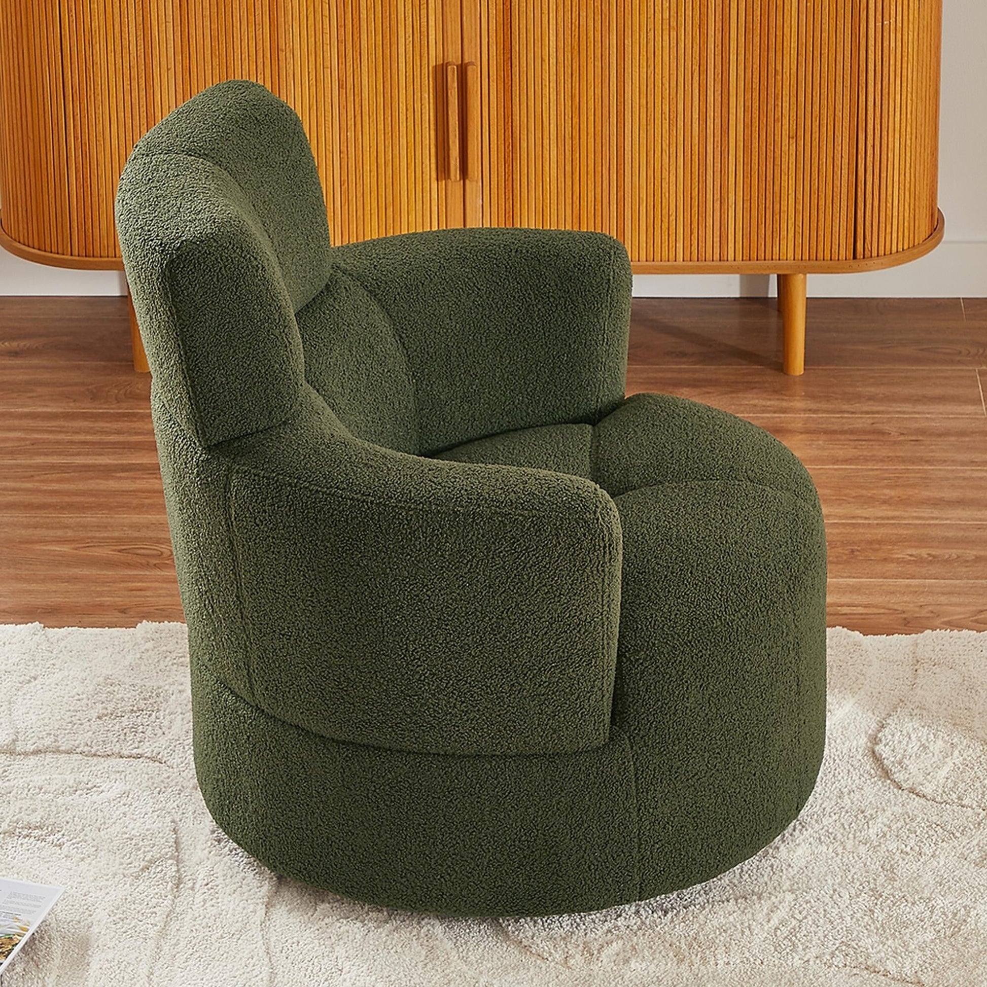 Chaise pivotante à 360°, chaise en forme de tonneau rembourrée avec repose-tête réglable, chaise de salon moderne et ronde pour salon.