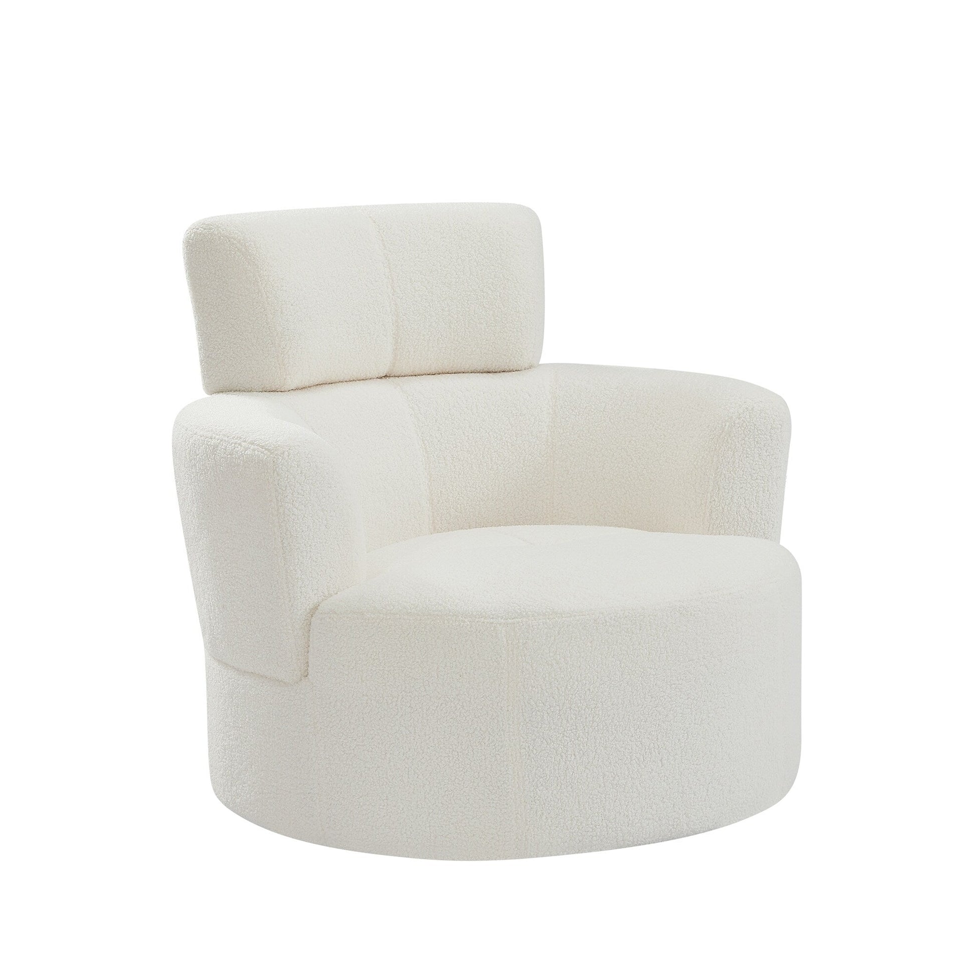 Chaise pivotante à 360°, chaise en forme de tonneau rembourrée avec repose-tête réglable, chaise de salon moderne et ronde pour salon.