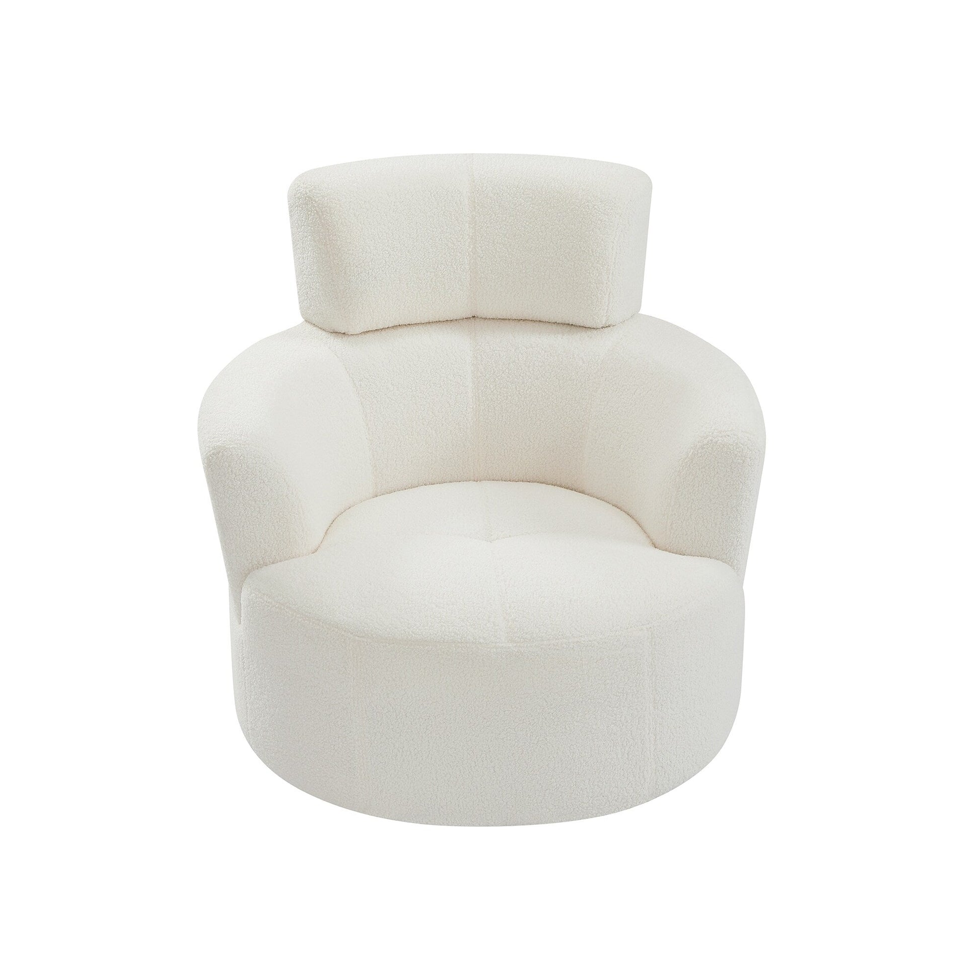 Chaise pivotante à 360°, chaise en forme de tonneau rembourrée avec repose-tête réglable, chaise de salon moderne et ronde pour salon.